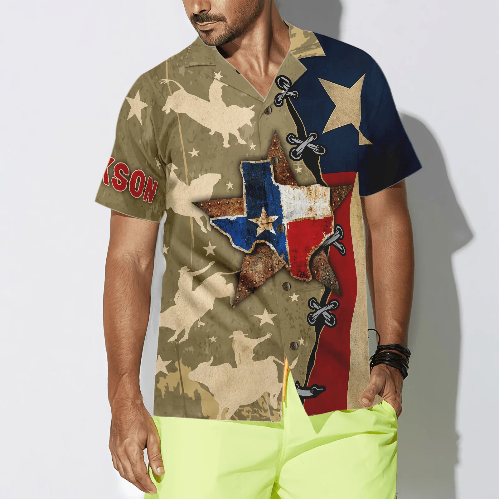 Texas Flag & Rodeo Texas Custom Name Hawaiian Shirt, Summer Aloha Shirt Perfect Gift For Men Women, Personalized Unique Texas Shirt For Texas Lovers - Image 3