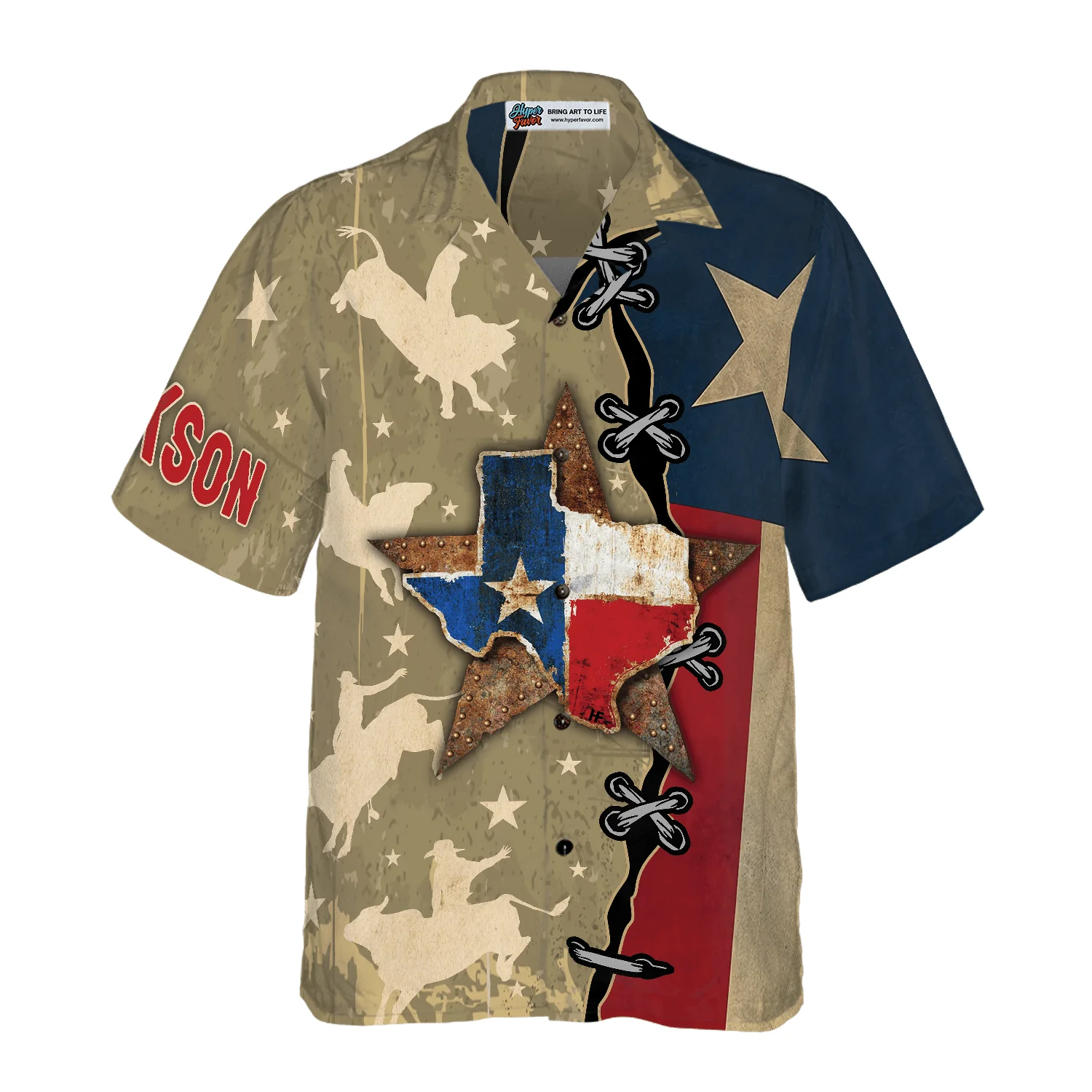 Texas Flag & Rodeo Texas Custom Name Hawaiian Shirt, Summer Aloha Shirt Perfect Gift For Men Women, Personalized Unique Texas Shirt For Texas Lovers - Image 4