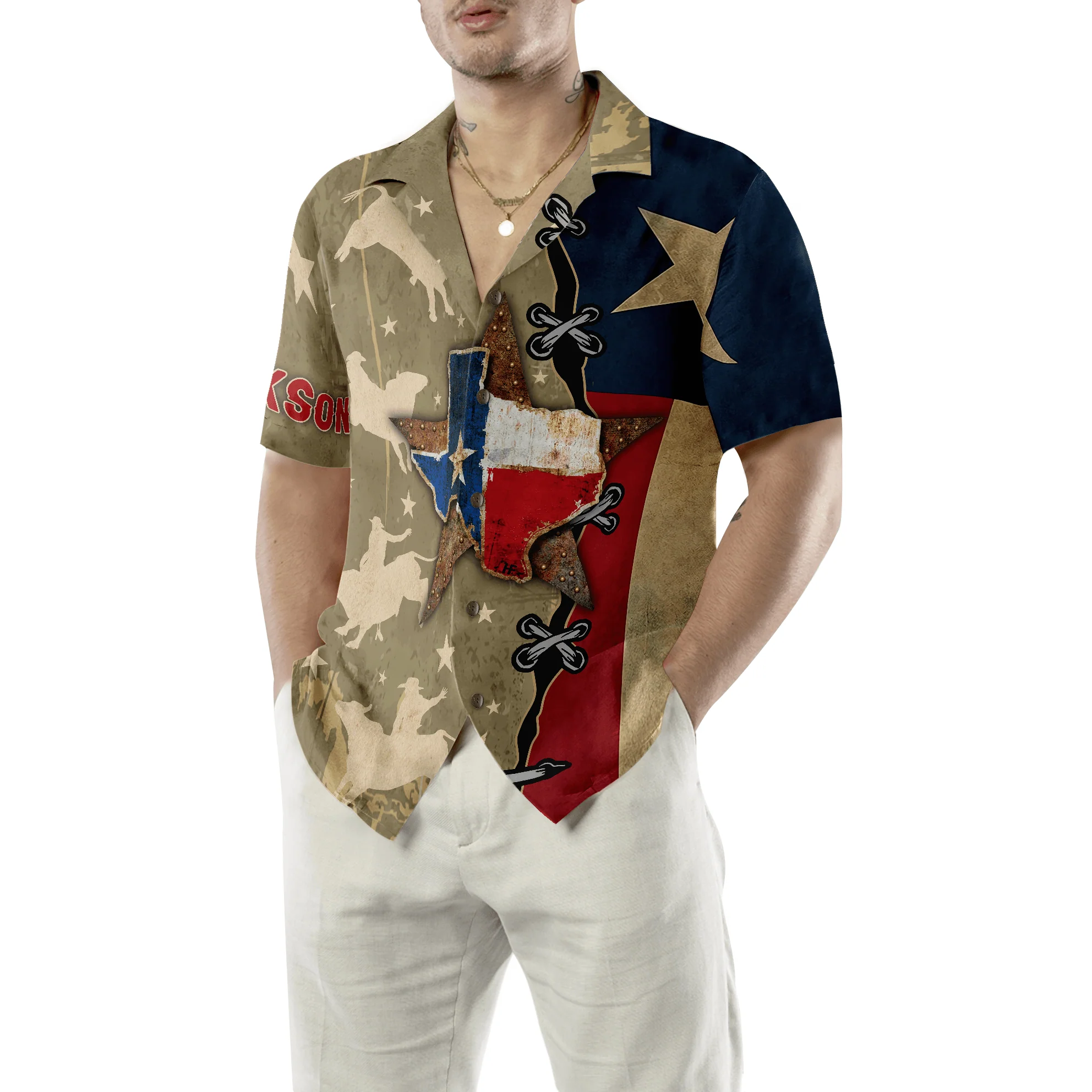 Texas Flag & Rodeo Texas Custom Name Hawaiian Shirt, Summer Aloha Shirt Perfect Gift For Men Women, Personalized Unique Texas Shirt For Texas Lovers - Image 5