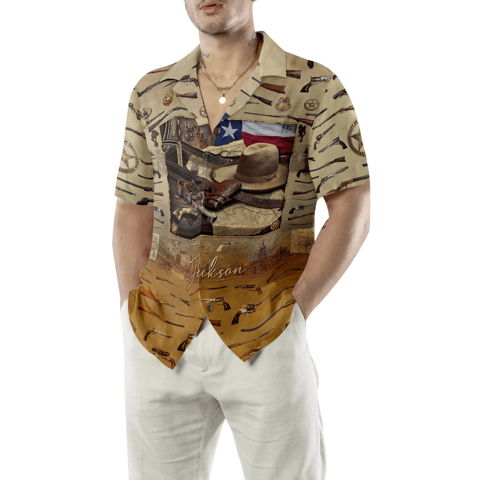 Texas Heritage Custom Name Hawaiian Shirt, Texan Cowboy Wild West Guns Texas Native, Proud Texas, Summer Aloha Shirt Perfect Unique Gift For Men Women - Image 5