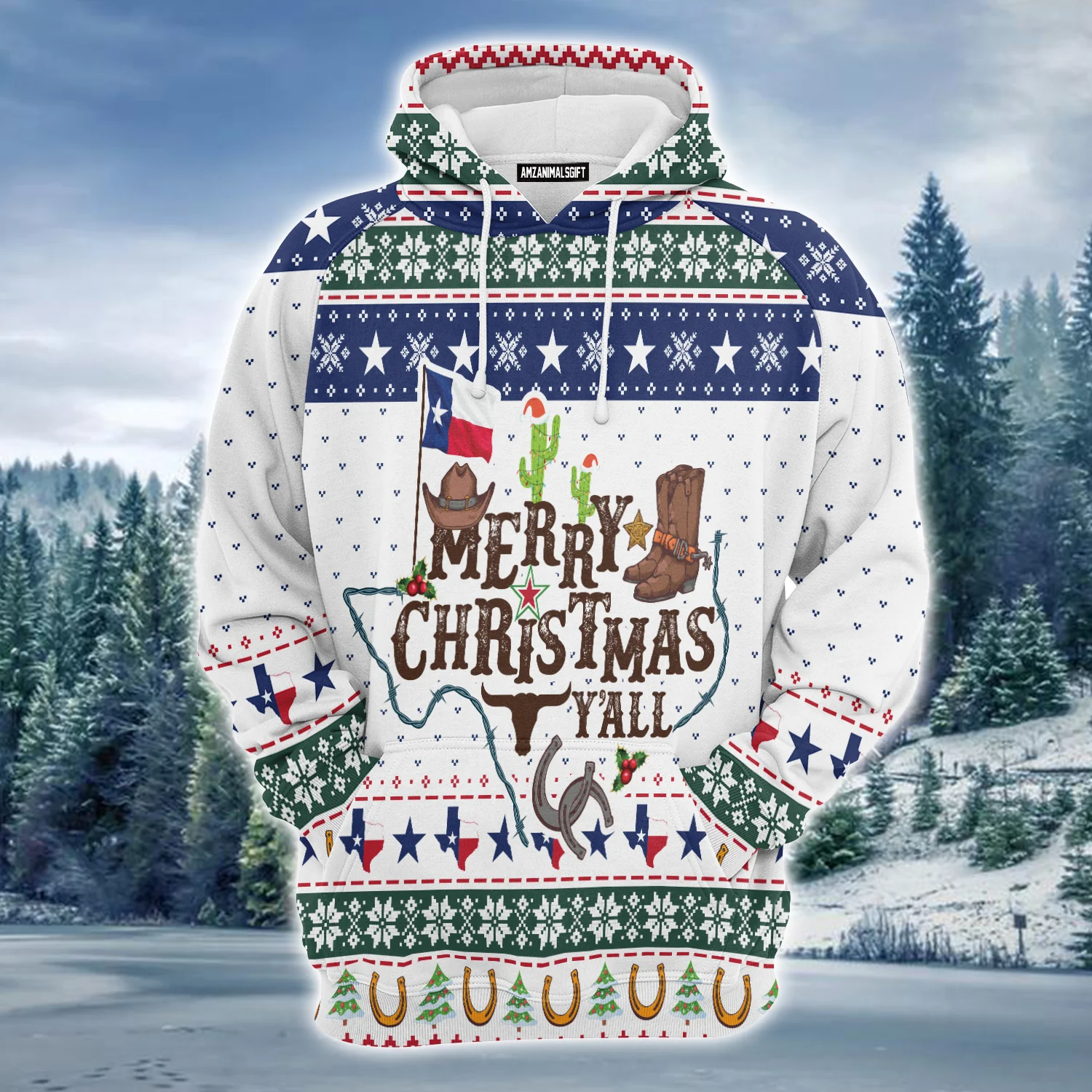 Texas Premium Christmas Hoodie, Merry Christmas Y'all Unisex Hoodie For Men & Women - Perfect Gift For Christmas, Friends, Family - Image 2