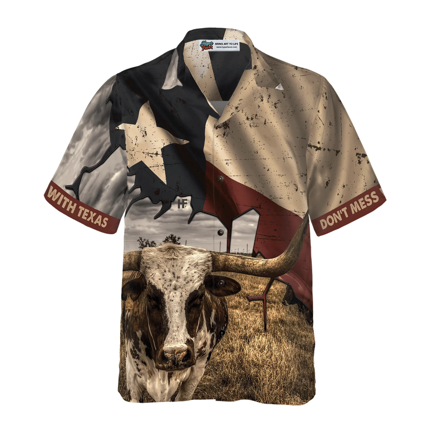 Texas State Map Pattern Texas Flag Hawaiian Shirt, Don't Mess With Texas Longhorns, Summer Aloha Shirt Perfect Gift For Men Women - Image 5