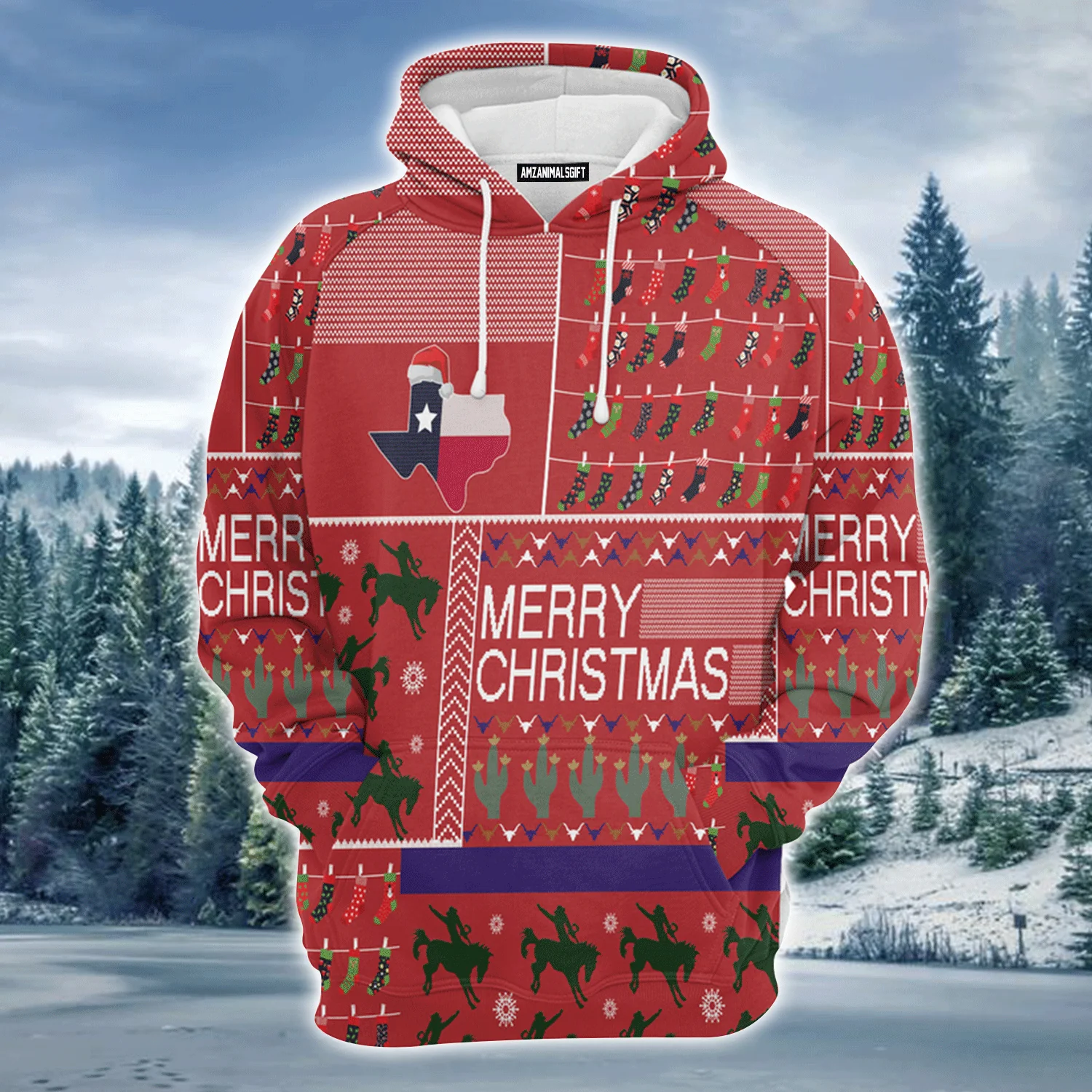 Texas Xmas Premium Christmas Hoodie, Texas Merry Christmas Unisex Hoodie For Men & Women - Perfect Gift For Christmas, Texas Lovers - Image 2