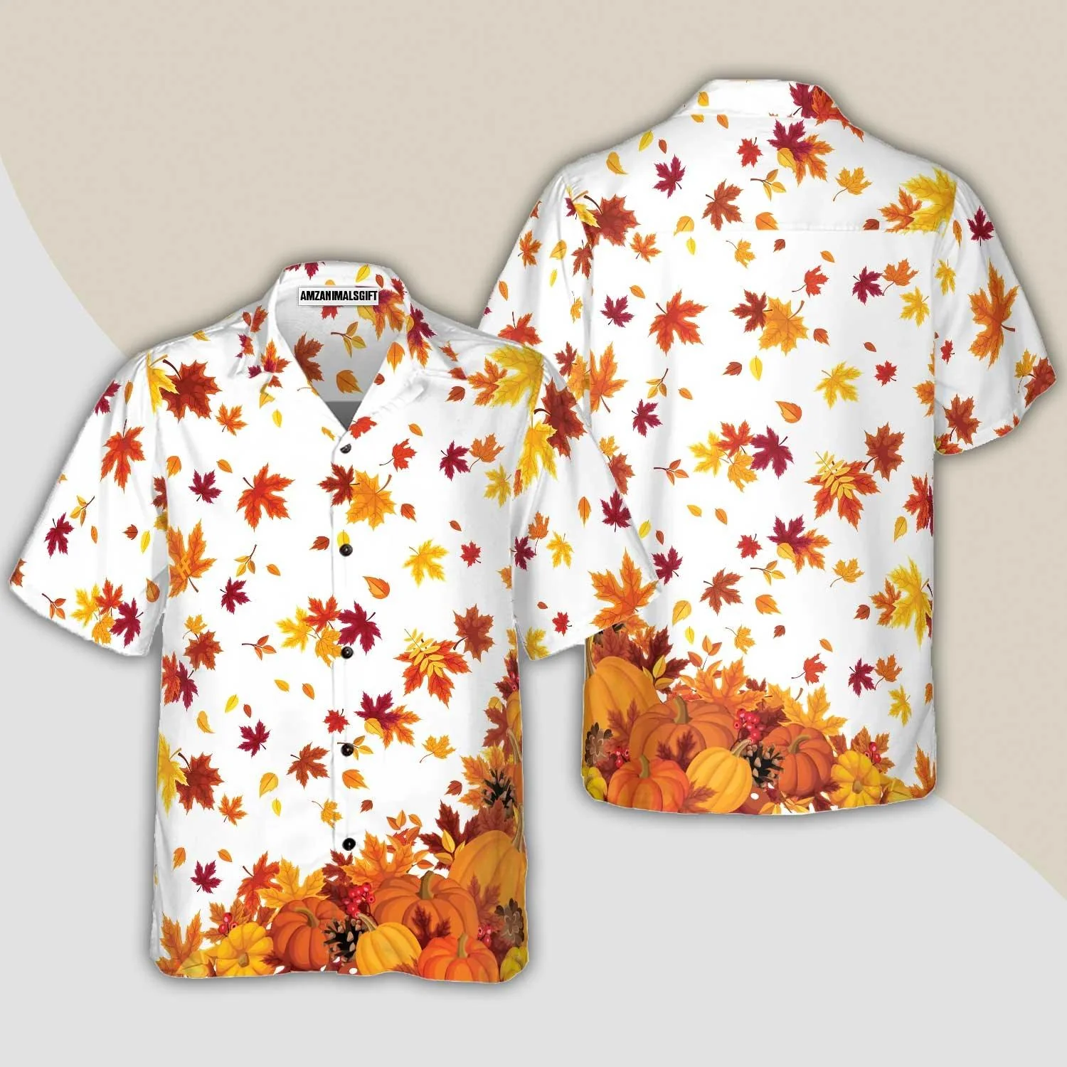 Thanksgiving Pumpkins And Autumn Leaves Hawaiian Shirt - Perfect Gift For Lover, Friend, Family