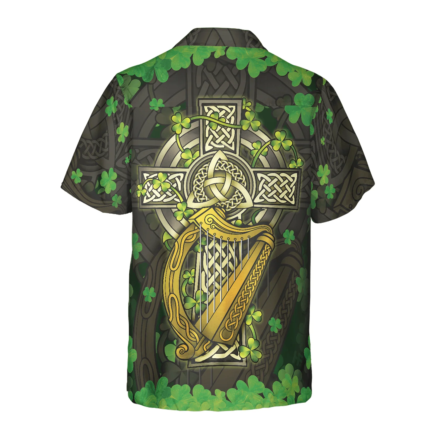 The Celtic Cross Harp Irish Proud Hawaiian Shirt, Colorful Summer Aloha Shirts For Men Women, Gift For Husband, Wife, Boyfriend, Girlfriend - Image 3