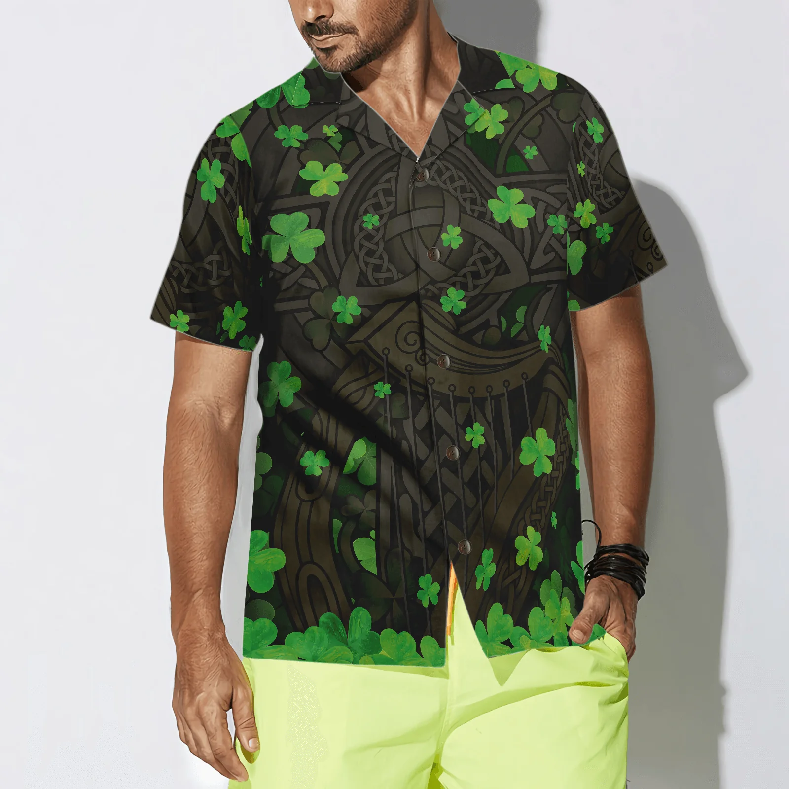 The Celtic Cross Hawaiian Shirt, The Celtic Cross Harp Leprechaun Irish Proud Hawaiian Shirt For Men Women, Gift For Husband, Wife - Image 5