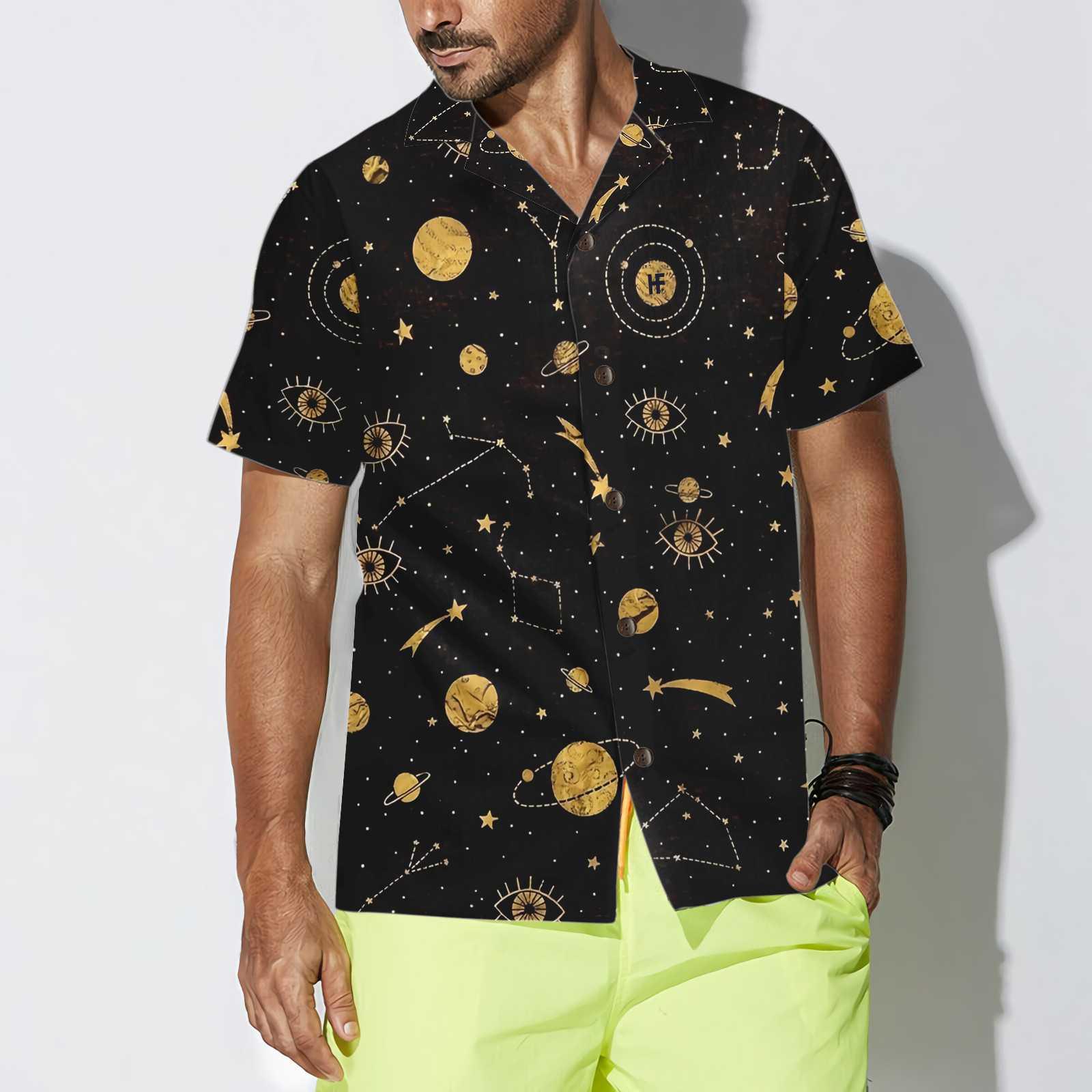 The Golden Sky Aloha Hawaiian Shirt For Summer, Space Planet Themed Hawaiian Shirt For Men Women Adults, Gift For Friend, Family, Team - Image 5