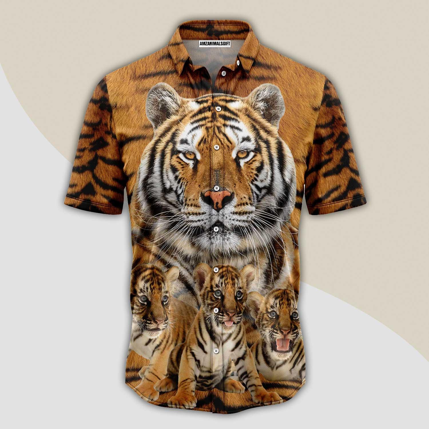Tiger Hawaiian Shirt, Tiger Family Great Summer Aloha Shirt For Men Women - Perfect Gift For Husband, Boyfriend, Friend, Family, Wife
