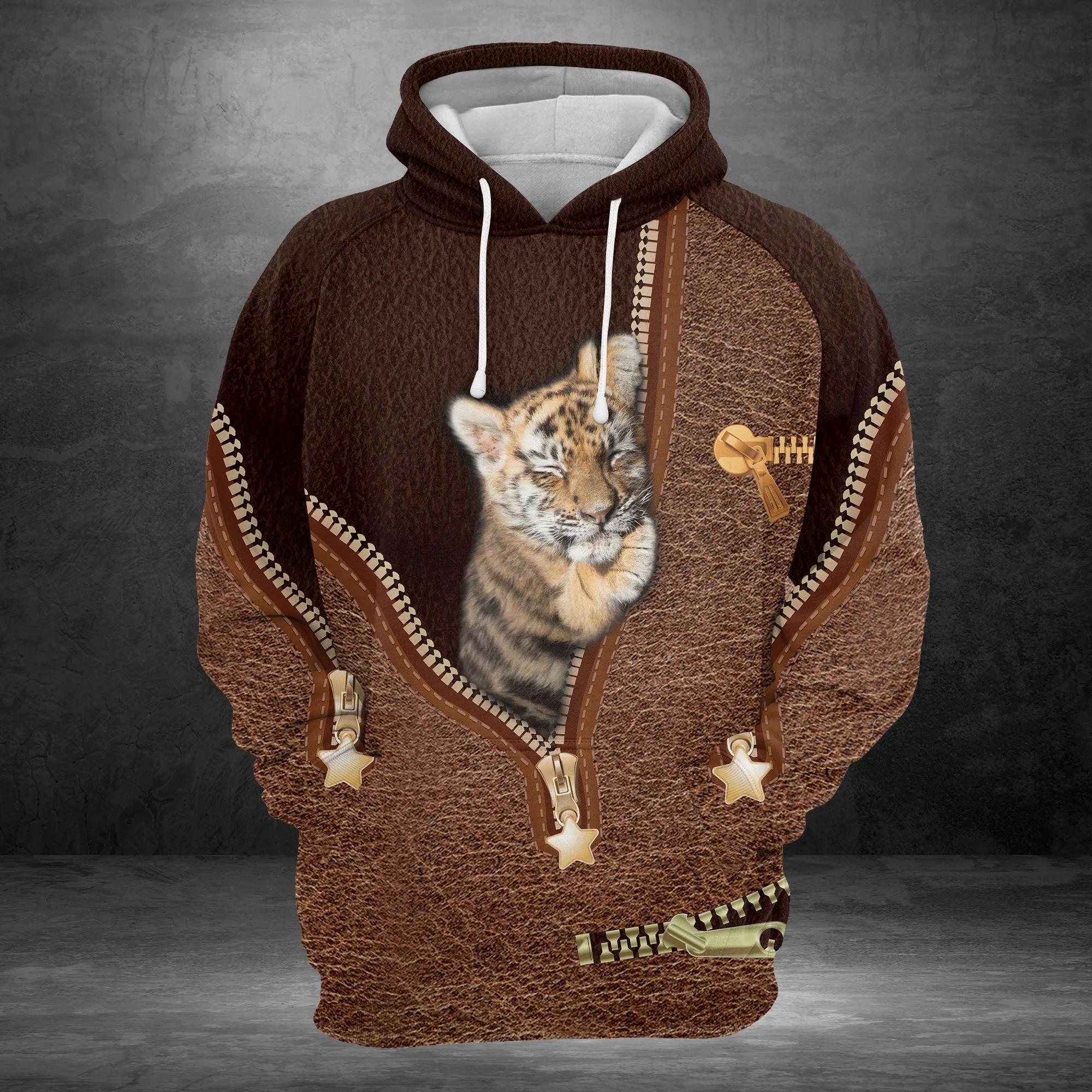 Tiger Leather Pullover Premium Hoodie, Perfect Outfit For Men And Women On Christmas New Year Autumn Winter - Image 3
