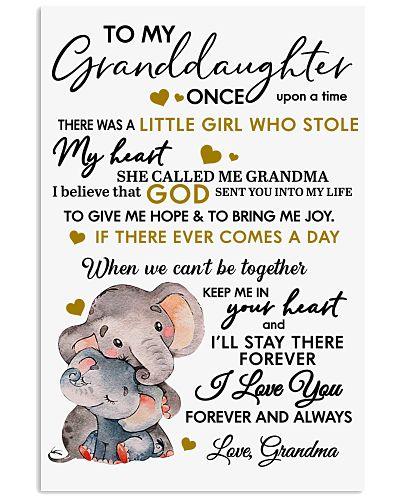 To My Granddaughter Portrait Canvas - Elephant To My Granddaughter Once Upon A Time There Was A Little Girl Portrait Canvas - Gift For Granddaughter