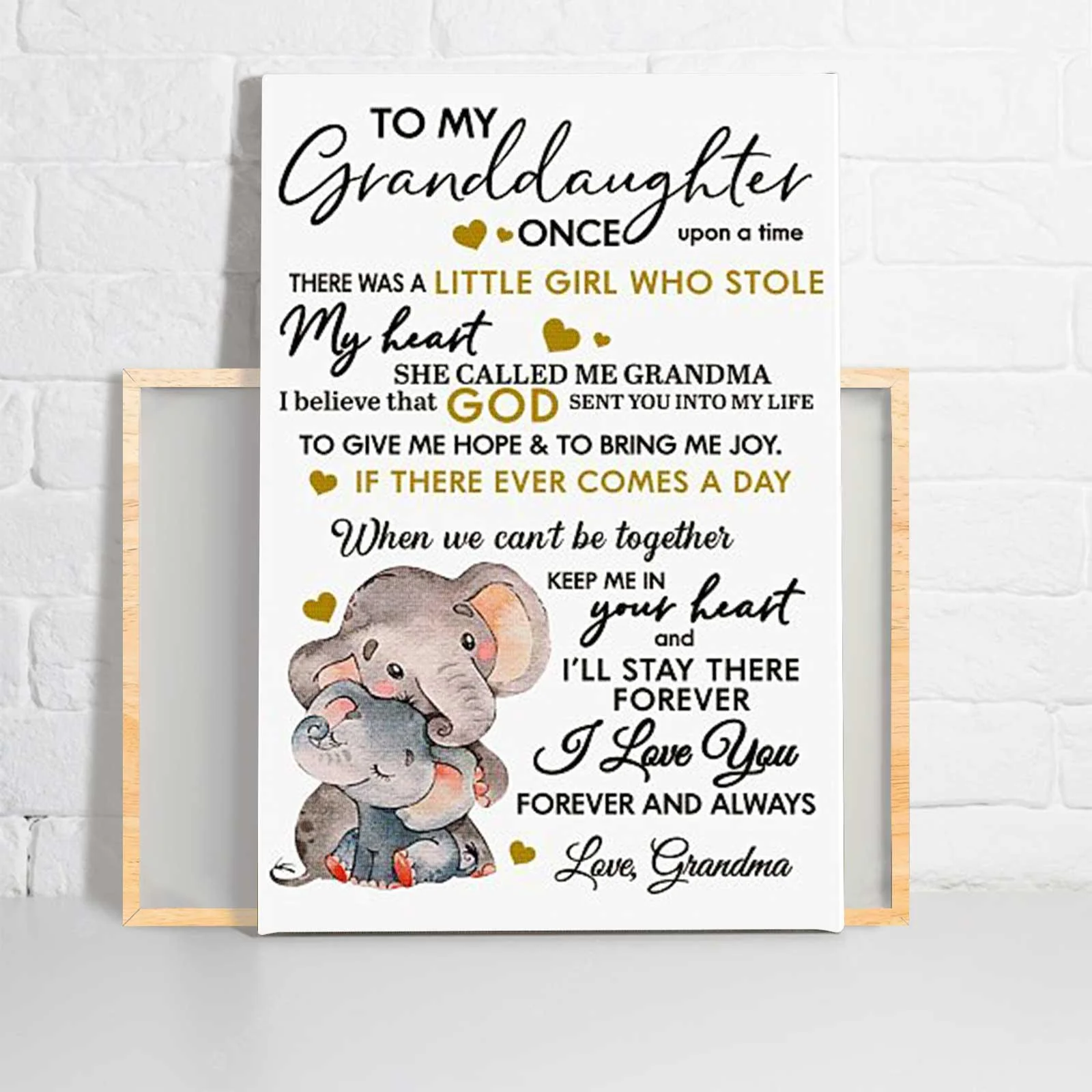 To My Granddaughter Portrait Canvas - Elephant To My Granddaughter Once Upon A Time There Was A Little Girl Portrait Canvas - Gift For Granddaughter - Image 2