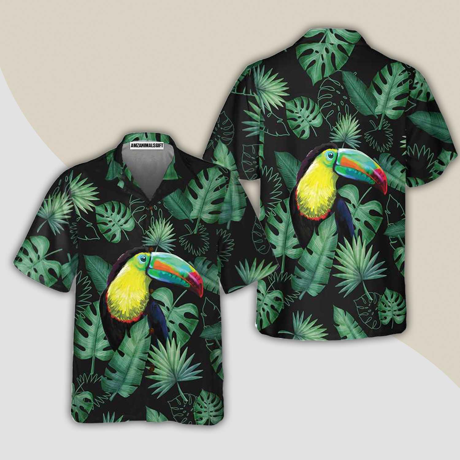 Toucan In The Forest Aloha Hawaiian Shirt For Summer, Cool Tropical Toucan Hawaiian Shirt For Men Women Adults, Best Gift For Friend, Toucan Lovers