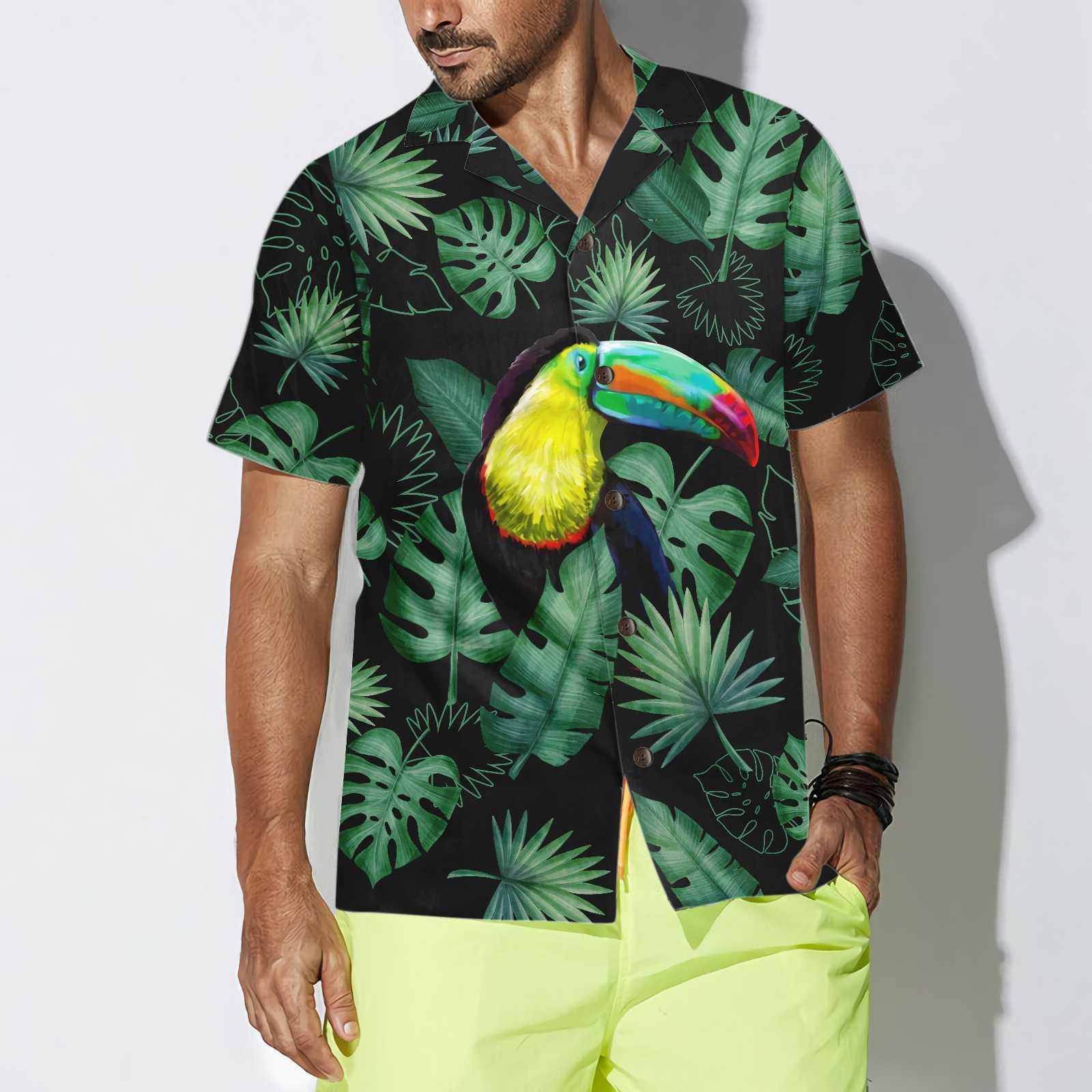 Toucan In The Forest Aloha Hawaiian Shirt For Summer, Cool Tropical Toucan Hawaiian Shirt For Men Women Adults, Best Gift For Friend, Toucan Lovers - Image 5
