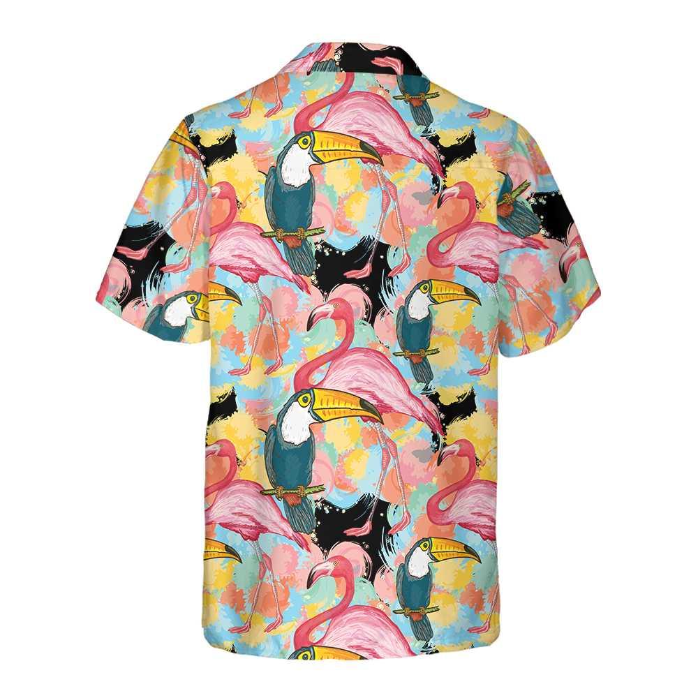 Toucans And Flamingos Exotic Floral Aloha Hawaiian Shirt For Summer, Cool Tropical Hawaiian Shirt For Men Women Adults, Best Gift For Friend, Family - Image 3