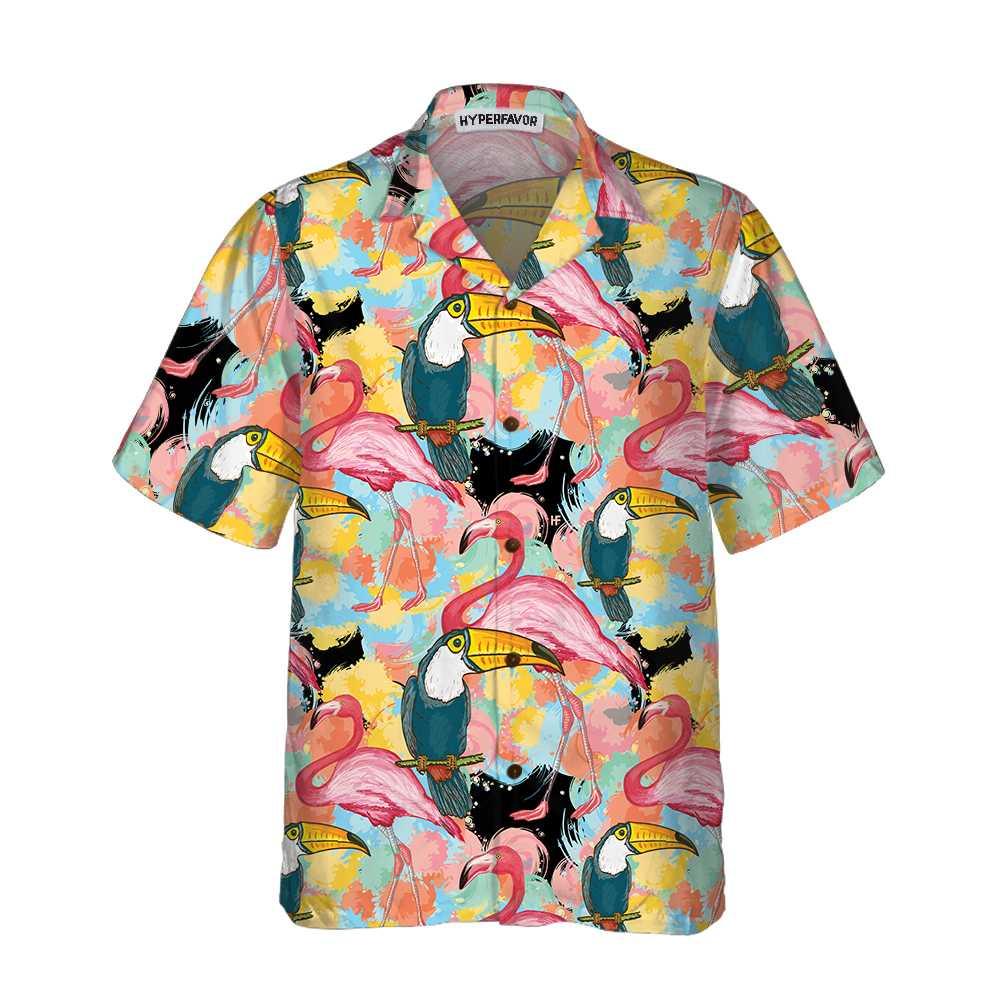 Toucans And Flamingos Exotic Floral Aloha Hawaiian Shirt For Summer, Cool Tropical Hawaiian Shirt For Men Women Adults, Best Gift For Friend, Family - Image 4