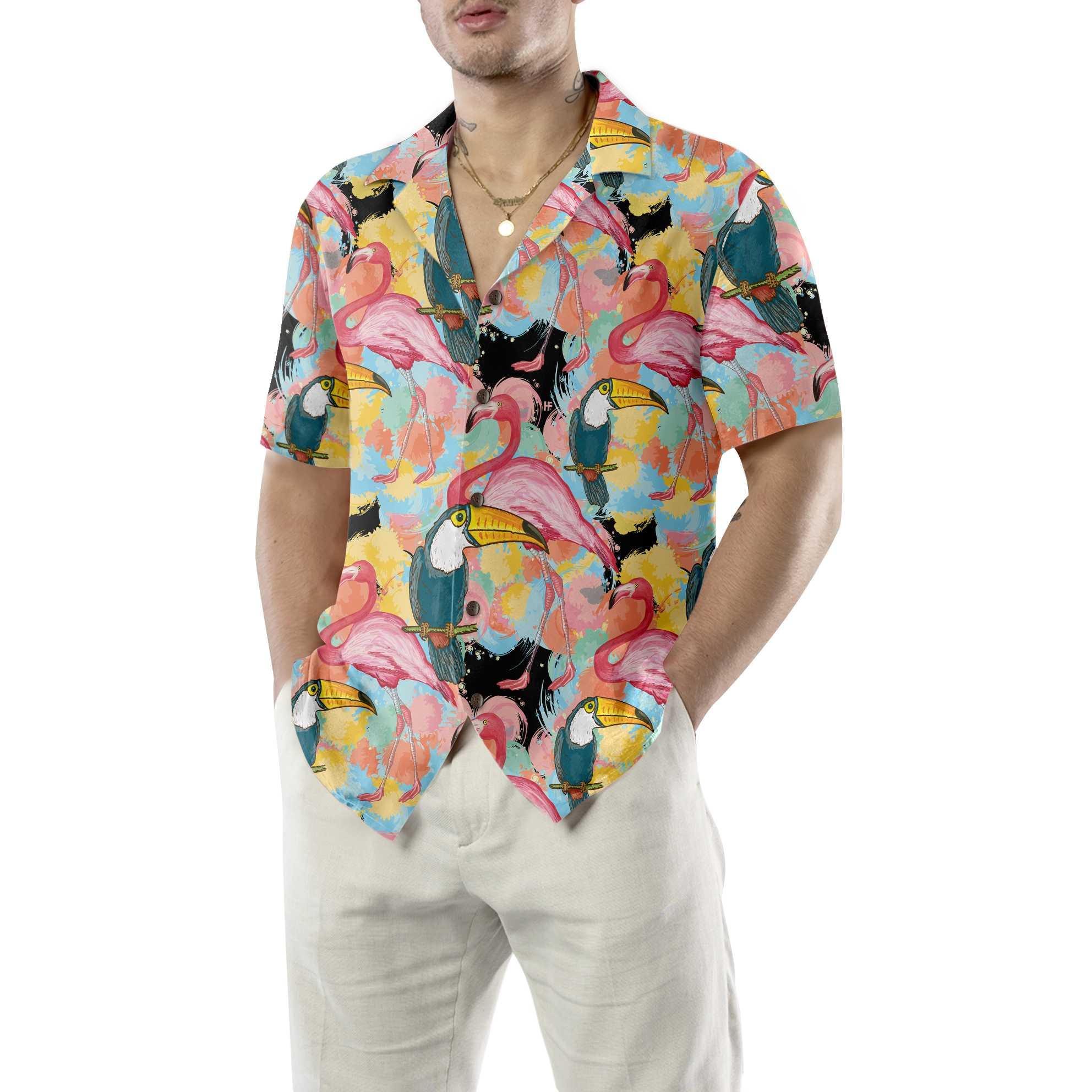 Toucans And Flamingos Exotic Floral Aloha Hawaiian Shirt For Summer, Cool Tropical Hawaiian Shirt For Men Women Adults, Best Gift For Friend, Family - Image 5