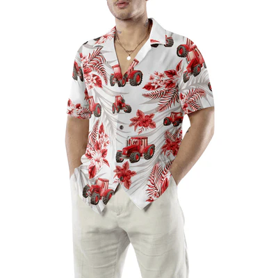 Tractor Hawaiian Shirt, Tropical Red Tractor Aloha Shirt For Men And Women - Perfect Gift For Husband, Wife, Boyfriend, Friend, Family - Image 6