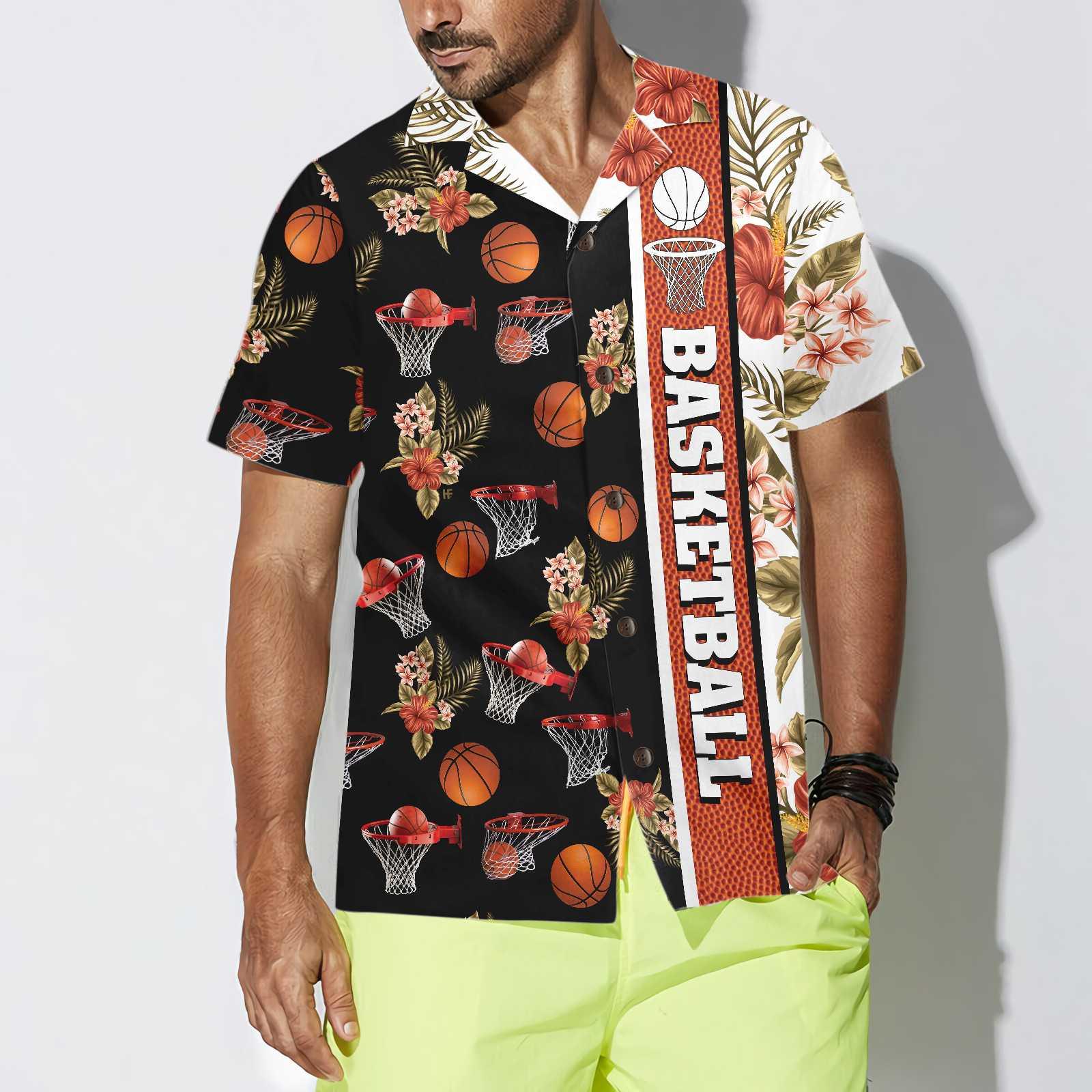Tropical Basketball Aloha Hawaiian Shirt For Summer, Button Up Basketball Hawaiian Shirts For Men Women, Best Gift For Basketball Lovers, Friend - Image 5