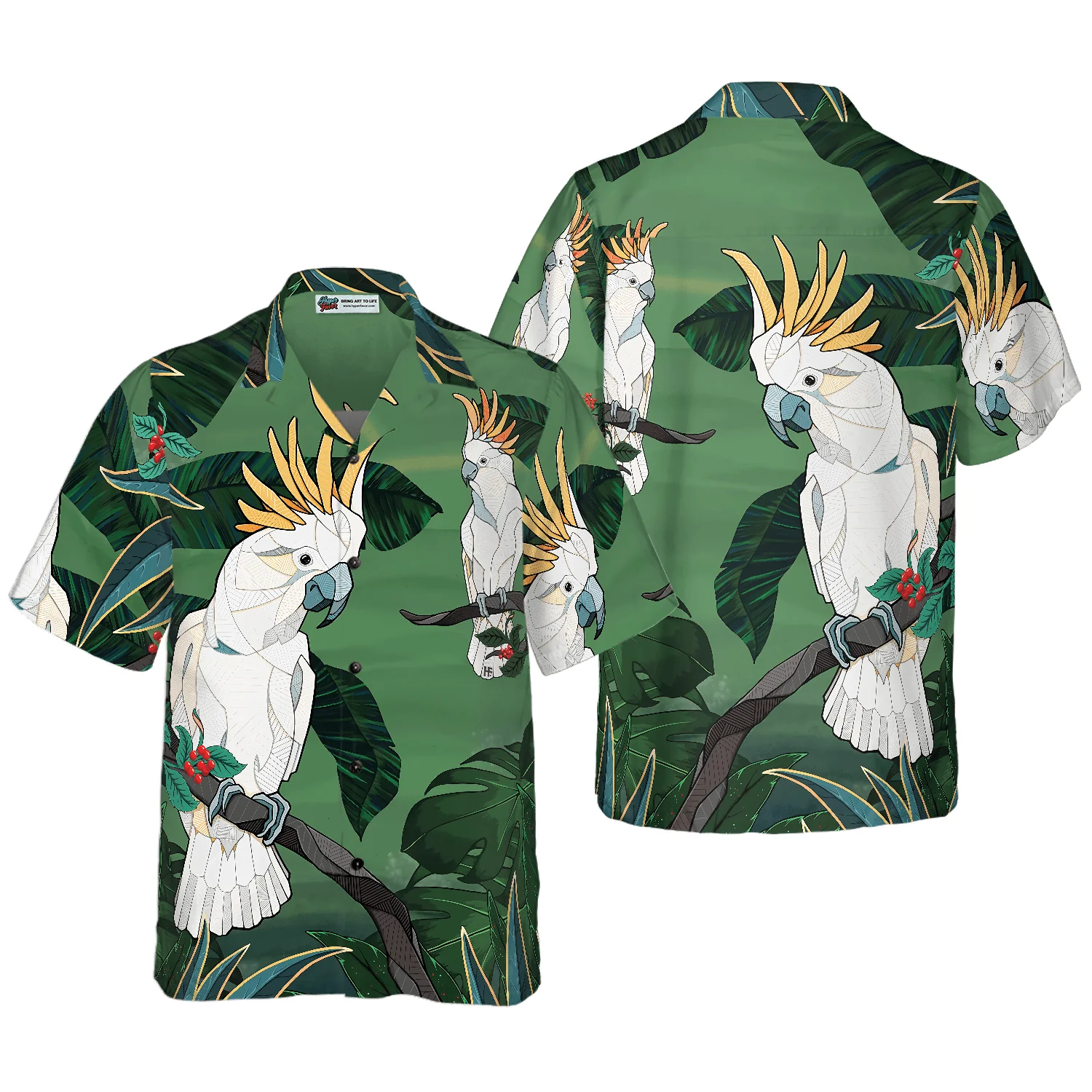 Tropical Cockatoo Parrot Hawaiian Shirt, Colorful Summer Aloha Shirts For Men Women, Perfect Gift For Husband, Wife, Boyfriend, Friend - Image 2