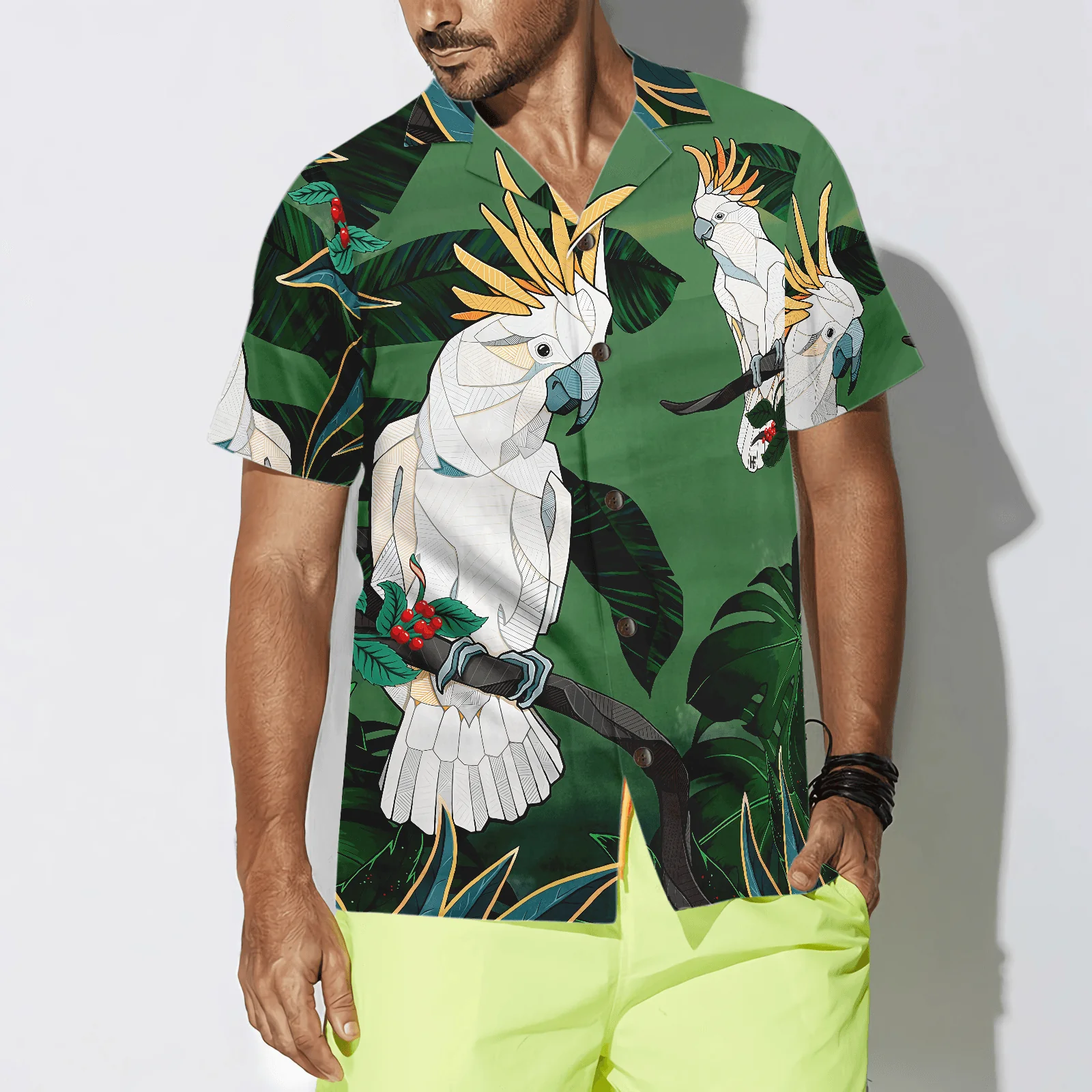 Tropical Cockatoo Parrot Hawaiian Shirt, Colorful Summer Aloha Shirts For Men Women, Perfect Gift For Husband, Wife, Boyfriend, Friend - Image 5