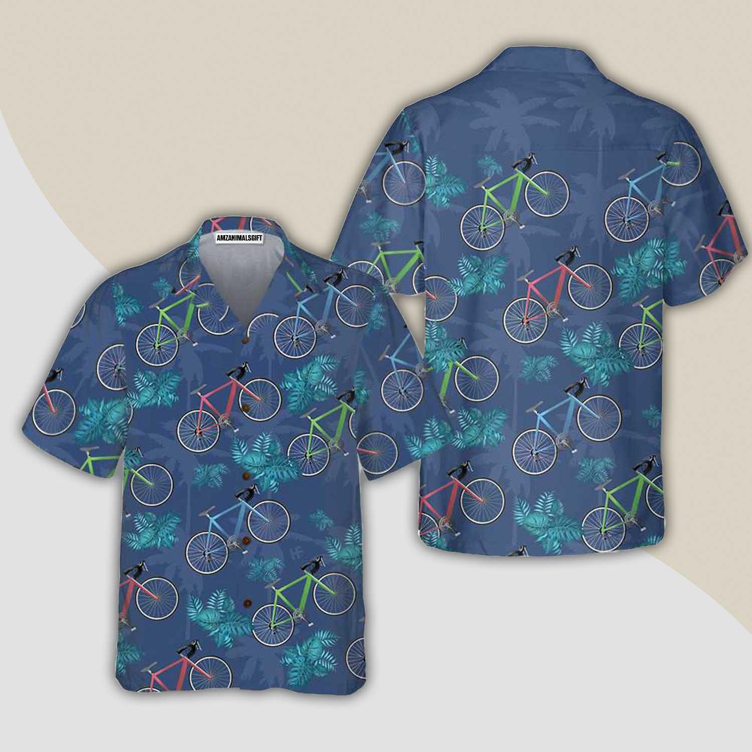 Tropical Cycling Aloha Hawaiian Shirt For Summer, Unique Cycling Drawing Hawaiian Shirt For Men Women, Cycling Gift For Friend, Family, Team