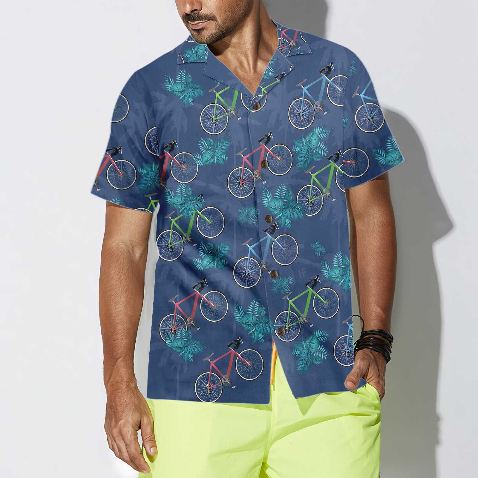 Tropical Cycling Aloha Hawaiian Shirt For Summer, Unique Cycling Drawing Hawaiian Shirt For Men Women, Cycling Gift For Friend, Family, Team - Image 5