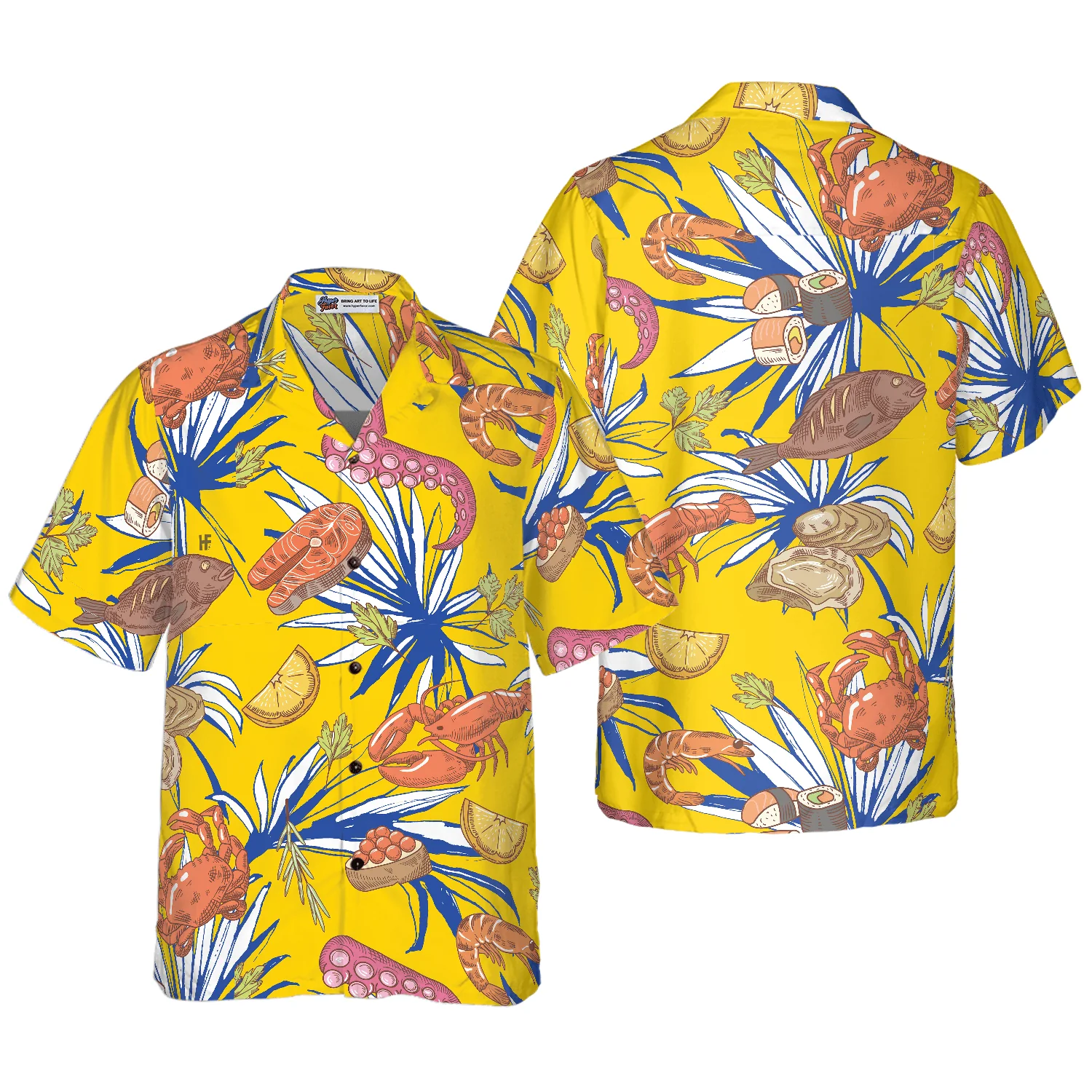 Tropical Floral Seafood Hawaiian Shirt, Colorful Summer Aloha Shirt For Men Women, Perfect Gift For Friend, Family, Husband, Wife, Boyfriend - Image 2