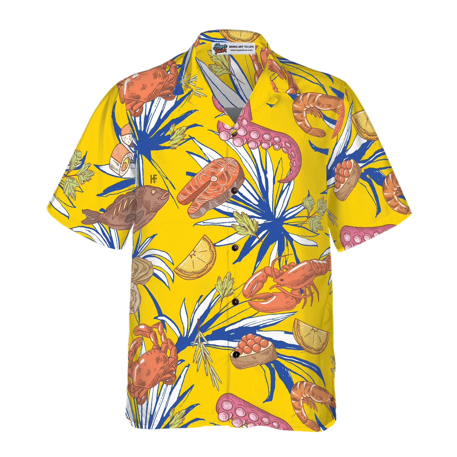Tropical Floral Seafood Hawaiian Shirt, Colorful Summer Aloha Shirt For Men Women, Perfect Gift For Friend, Family, Husband, Wife, Boyfriend - Image 4