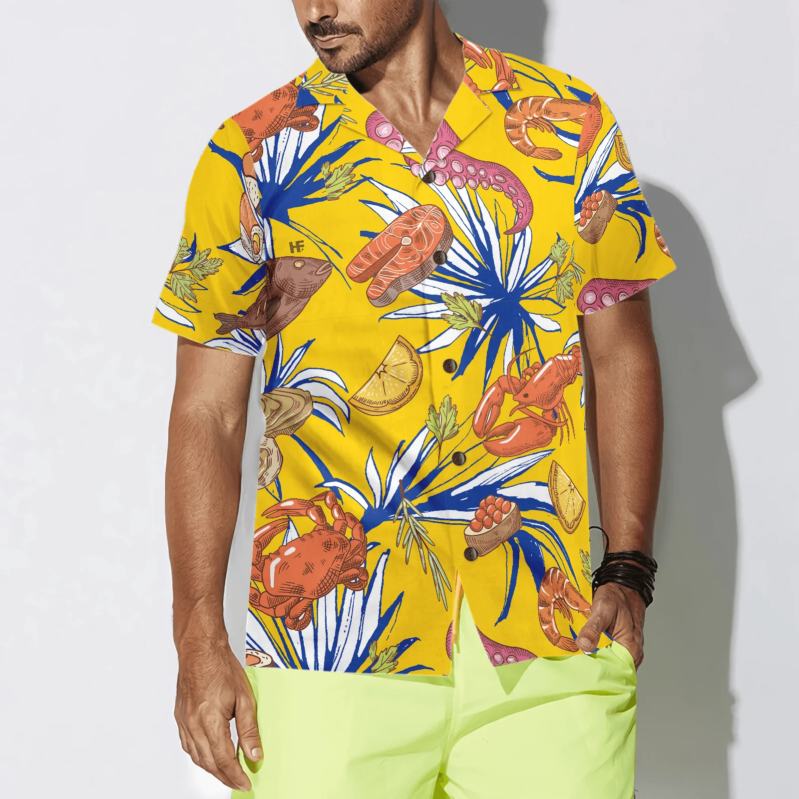 Tropical Floral Seafood Hawaiian Shirt, Colorful Summer Aloha Shirt For Men Women, Perfect Gift For Friend, Family, Husband, Wife, Boyfriend - Image 5