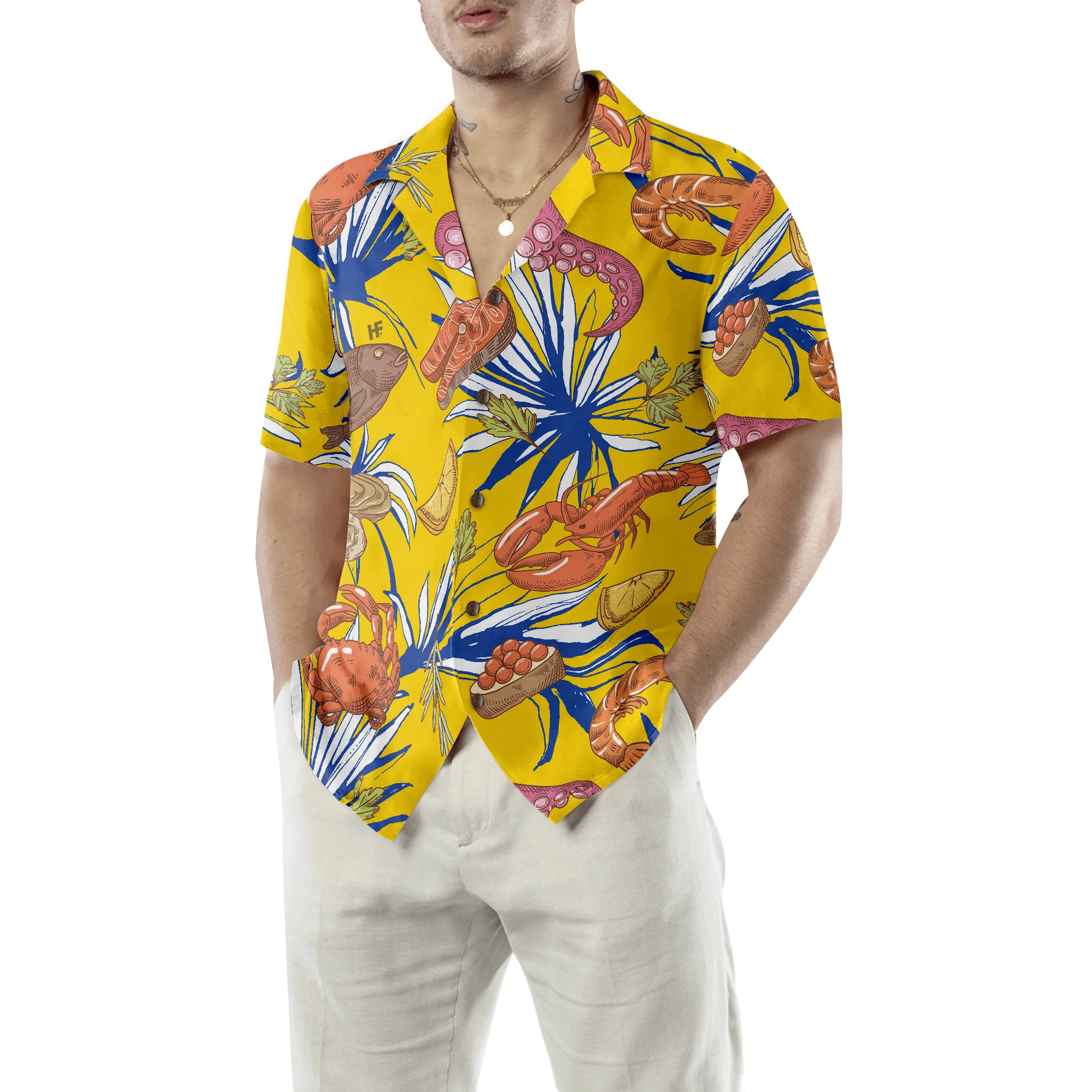 Tropical Floral Seafood Hawaiian Shirt, Colorful Summer Aloha Shirt For Men Women, Perfect Gift For Friend, Family, Husband, Wife, Boyfriend - Image 6
