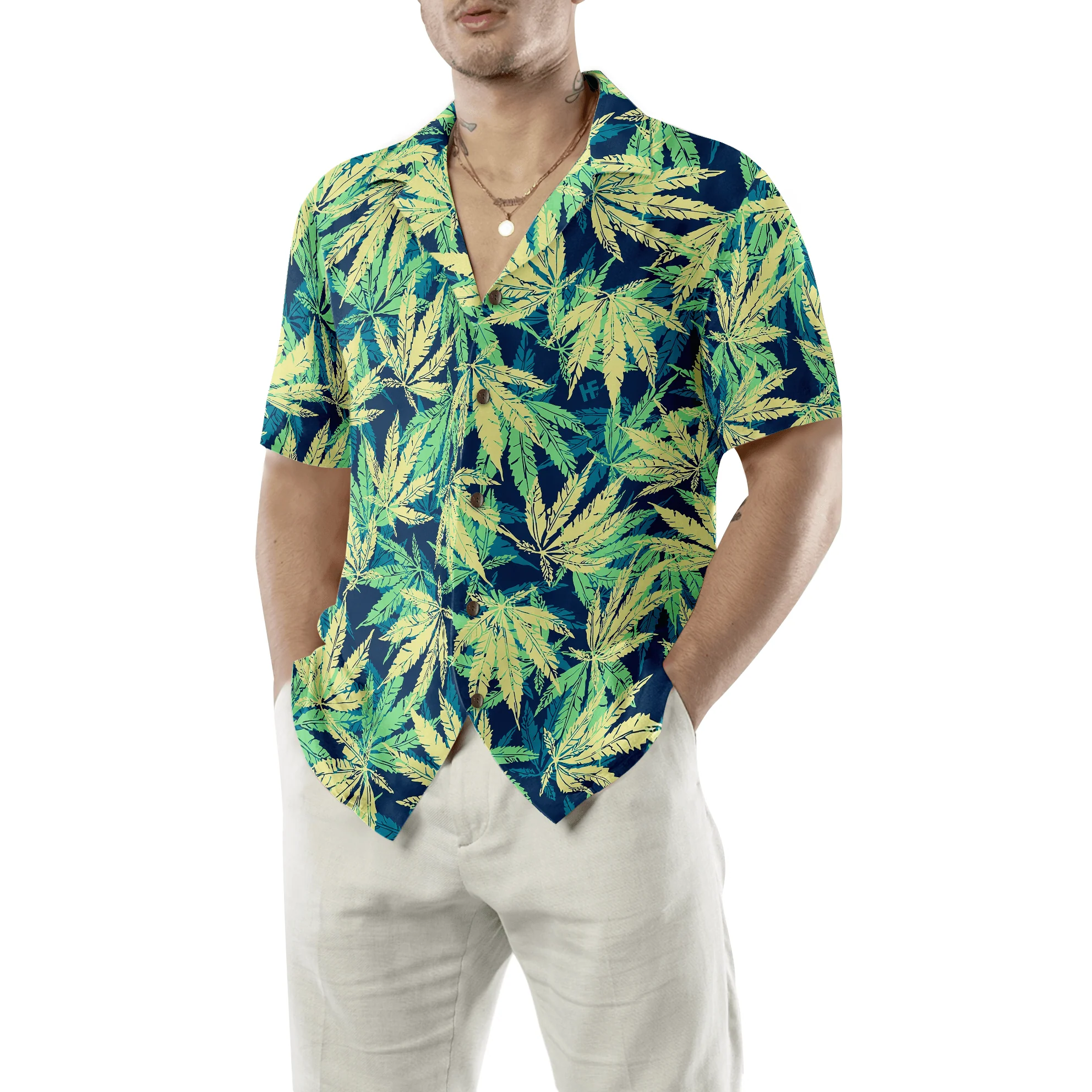 Tropical Marijuana Leaves Hawaiian Shirt, Colorful Summer Aloha Shirt For Men Women, Perfect Gift For Friend, Family, Husband, Wife - Image 6