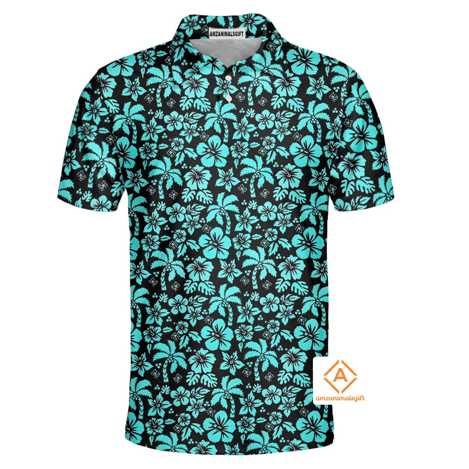 Tropical Men Polo Shirt, Tropical Hibiscus Polo Shirt For Men, Tropical Lovers - Image 2