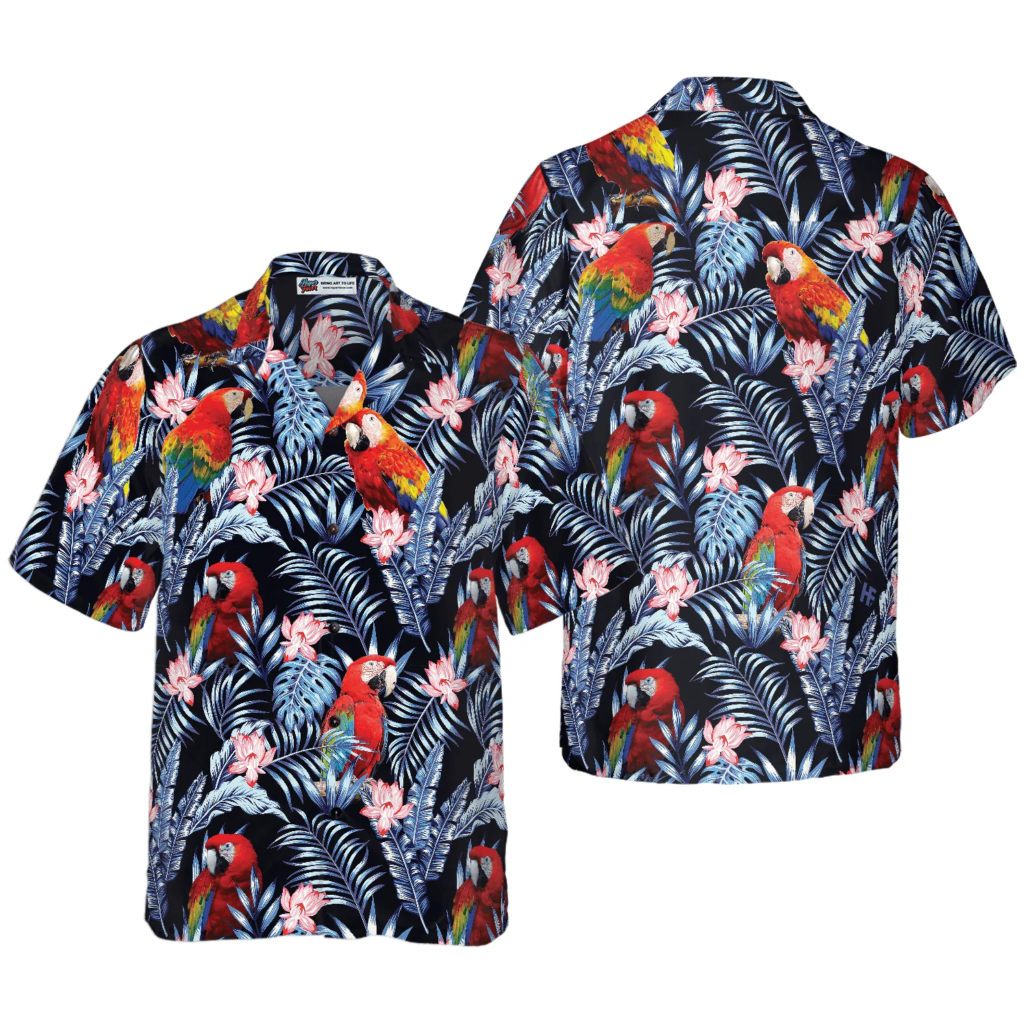 Tropical Parrot Hawaiian Shirt, Colorful Summer Aloha Shirts For Men Women, Perfect Gift For Husband, Wife, Boyfriend, Friend - Image 2