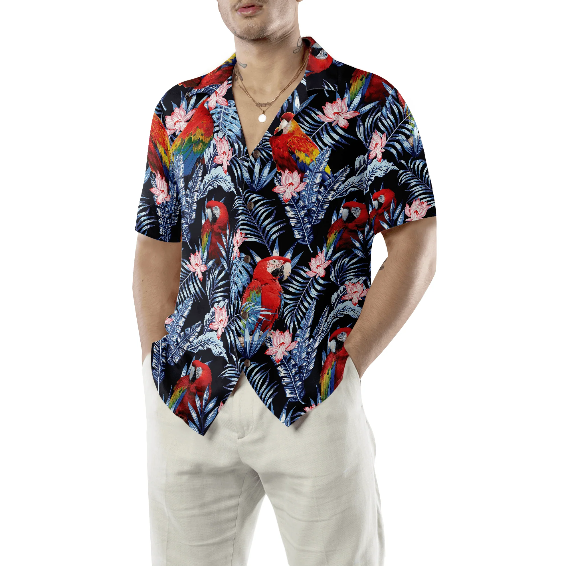 Tropical Parrot Hawaiian Shirt, Colorful Summer Aloha Shirts For Men Women, Perfect Gift For Husband, Wife, Boyfriend, Friend - Image 5