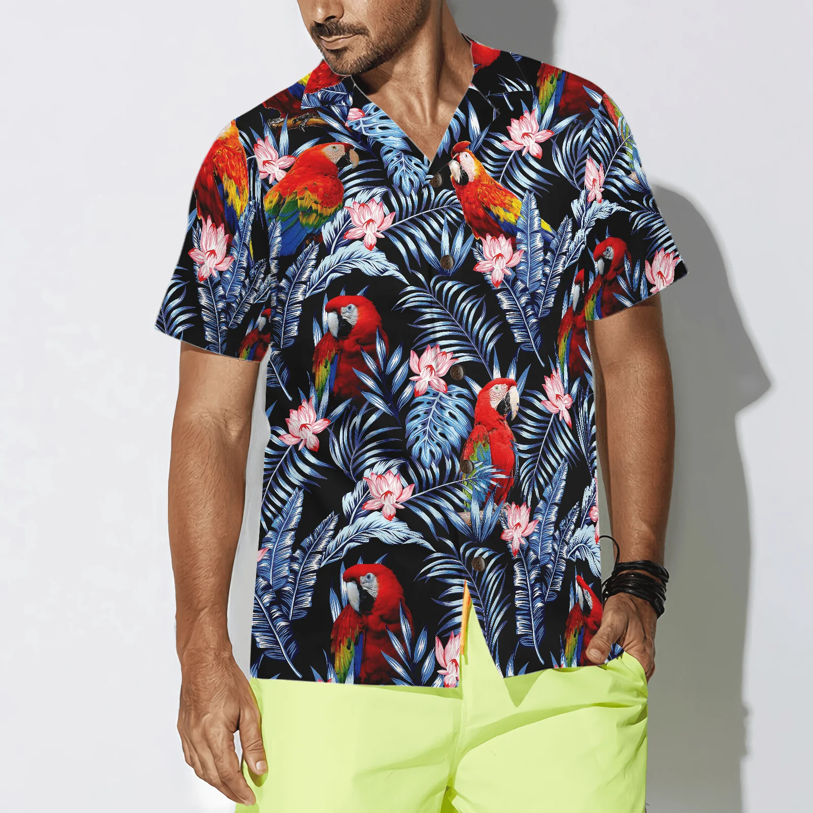 Tropical Parrot Hawaiian Shirt, Colorful Summer Aloha Shirts For Men Women, Perfect Gift For Husband, Wife, Boyfriend, Friend - Image 6