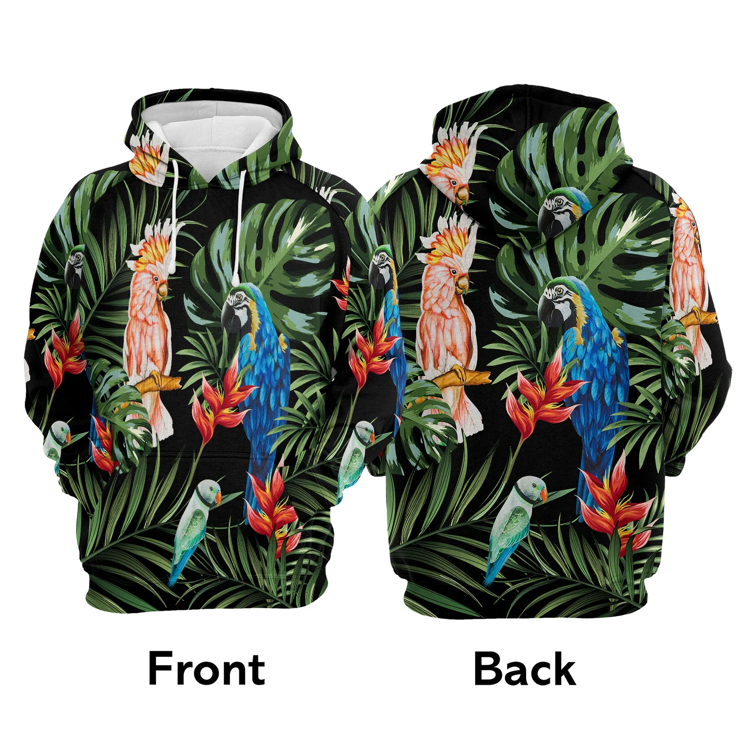Tropical Parrots Pullover Premium Hoodie, Perfect Outfit For Men And Women On Christmas New Year Autumn Winter - Image 2
