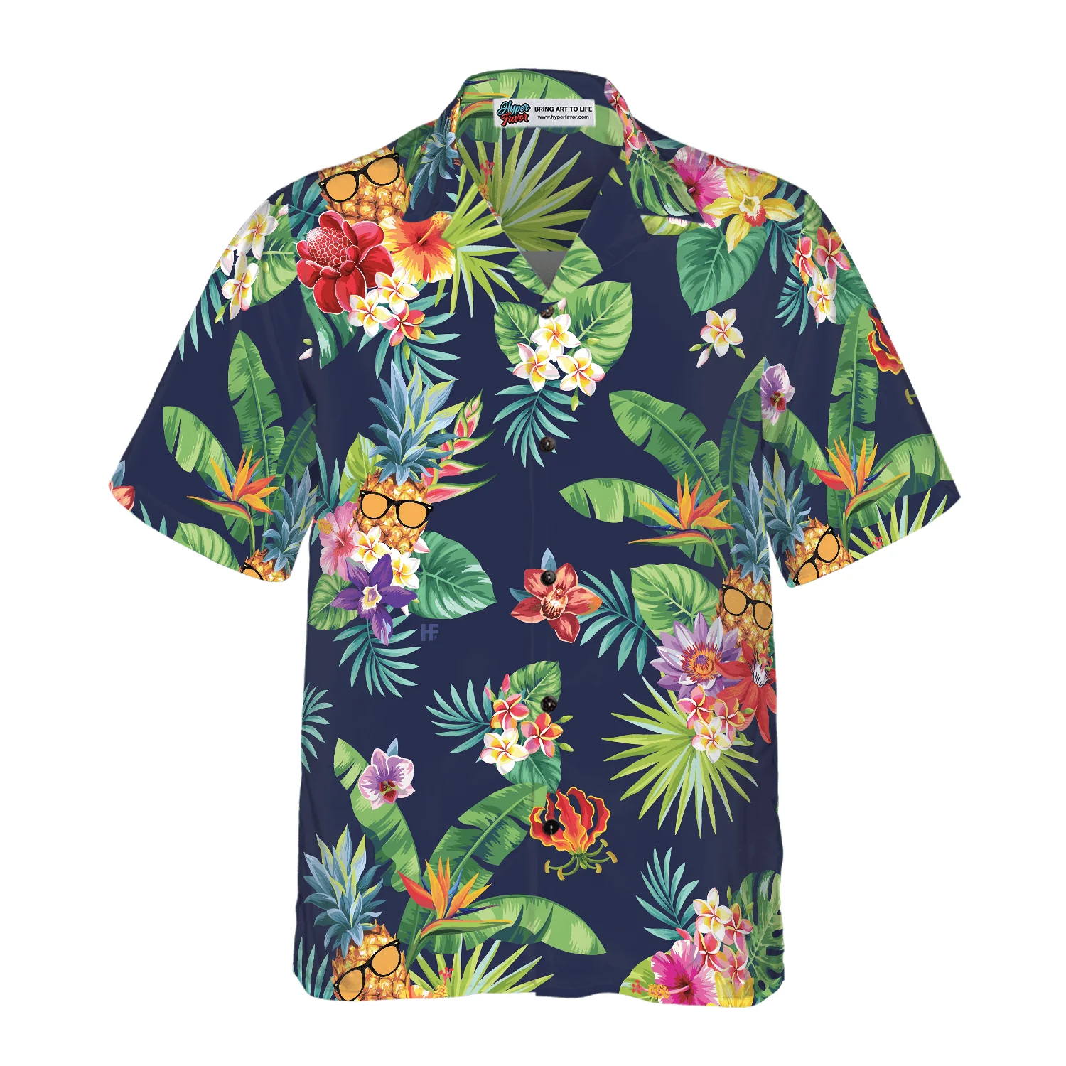 Tropical Pineapples & Palm Leaves Hawaiian Shirt, Colorful Summer Aloha Shirt For Men Women, Gift For Friend, Team, Family - Image 4