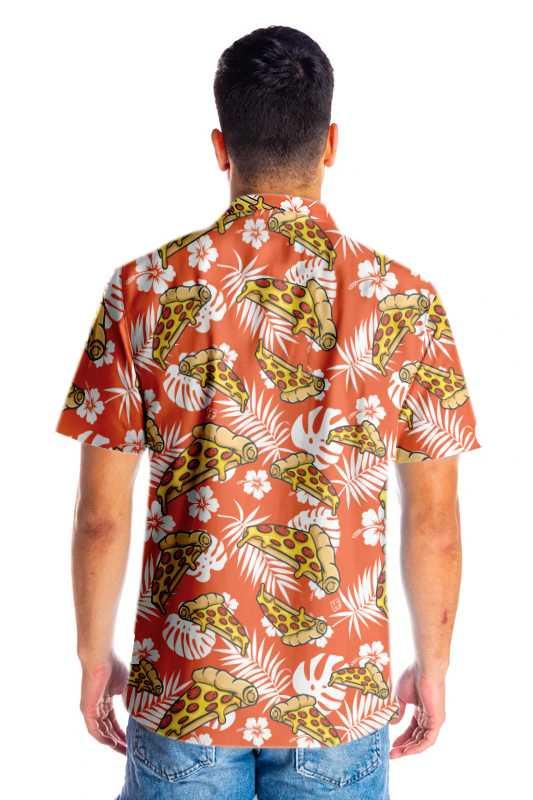Tropical Pizza Pattern Orange Hawaiian Shirt, Colorful Summer Aloha Shirt For Men Women, Perfect Gift For Friend, Team, Pizza Lovers - Image 6