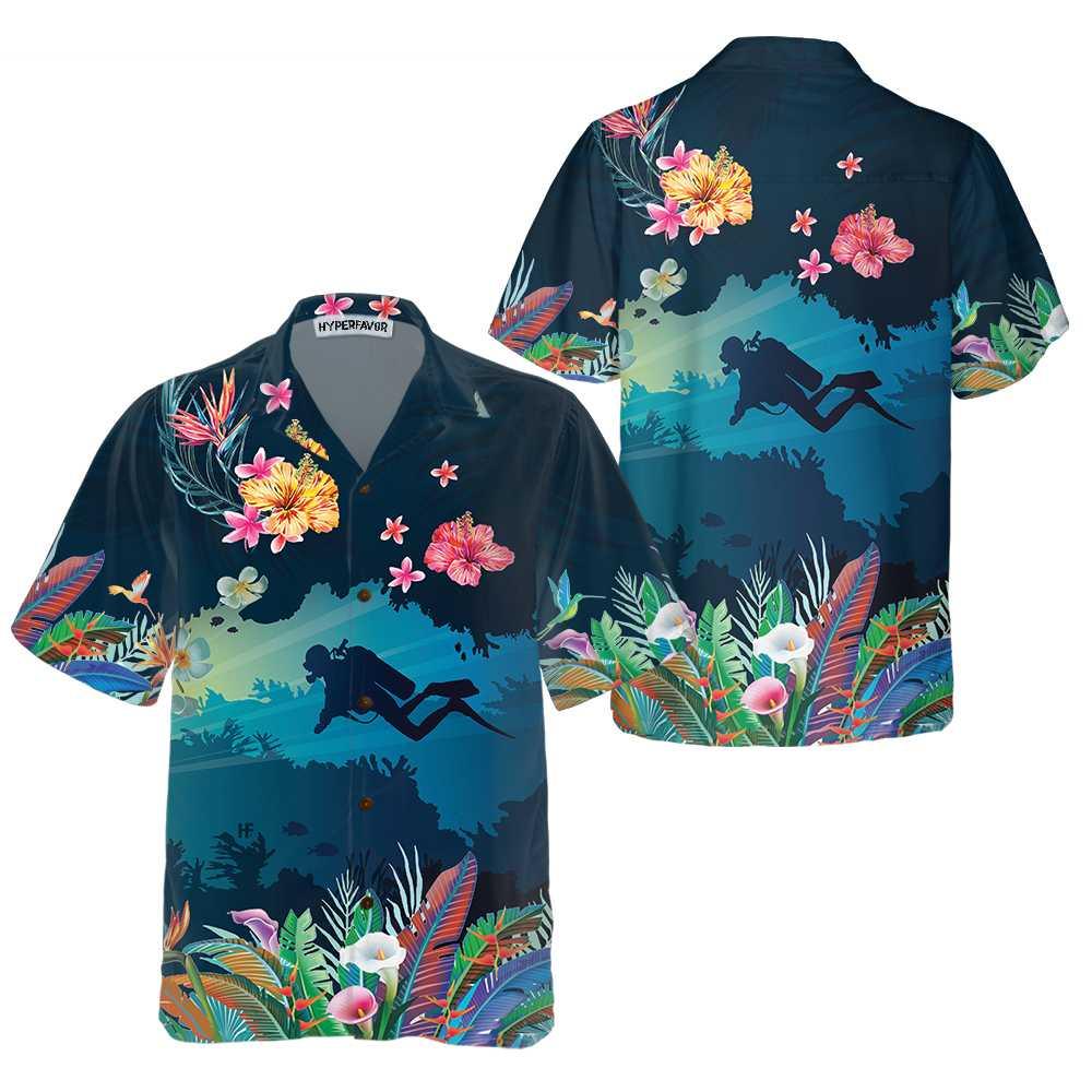 Tropical Scuba Diving Aloha Hawaiian Shirt For Summer, Scuba Diving Hawaiian Shirt For Men Women Adults, Cool Gift For Friend, Scuba Diving Lovers - Image 2