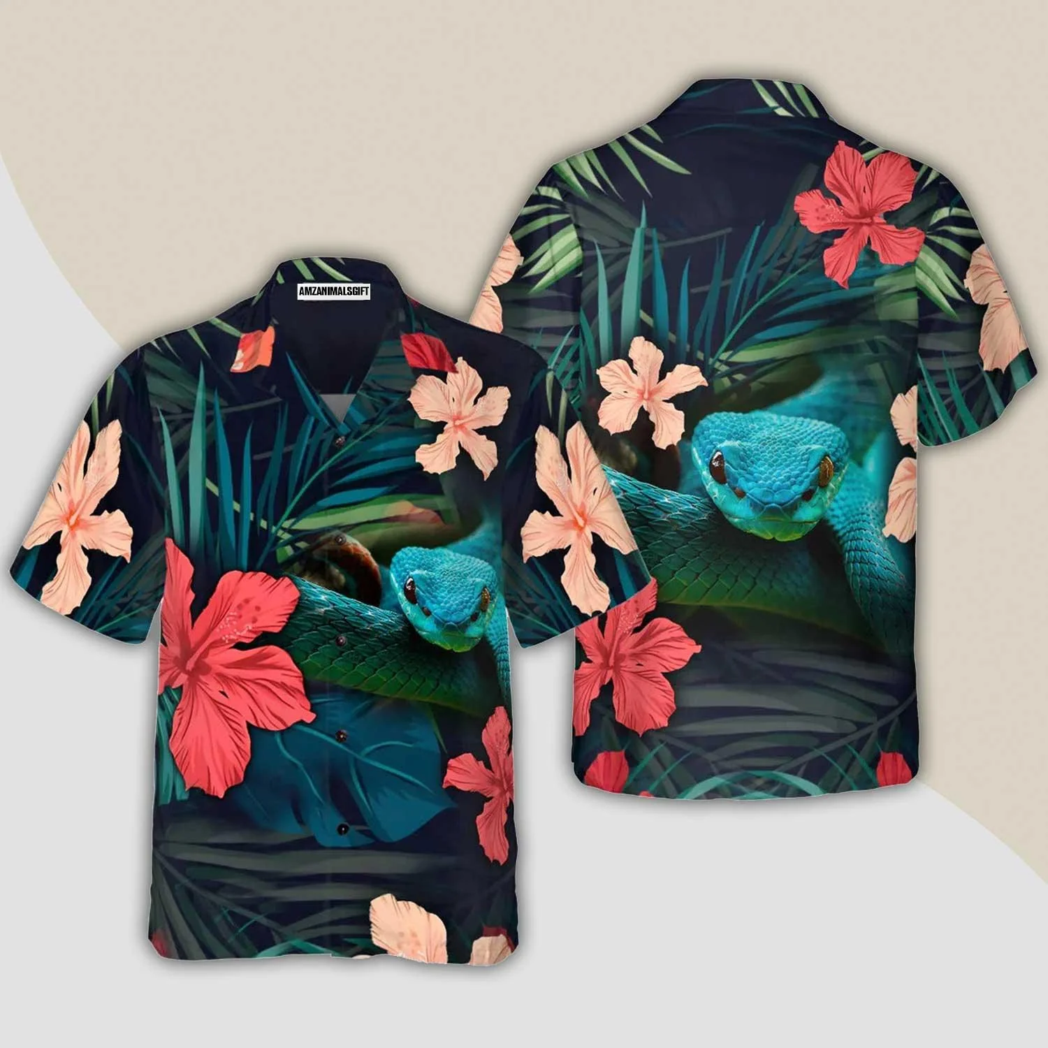 Tropical Snake Hawaiian Shirt, Tropical Aloha Shirt, Snake Hawaiian Shirt - Perfect Gift For Men Women, Beach Lovers, Friends, Family, Summer Lovers