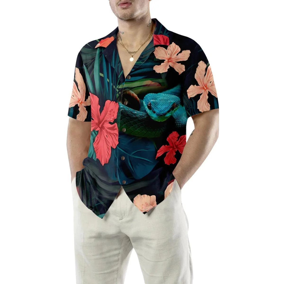 Tropical Snake Hawaiian Shirt, Tropical Aloha Shirt, Snake Hawaiian Shirt - Perfect Gift For Men Women, Beach Lovers, Friends, Family, Summer Lovers - Image 6