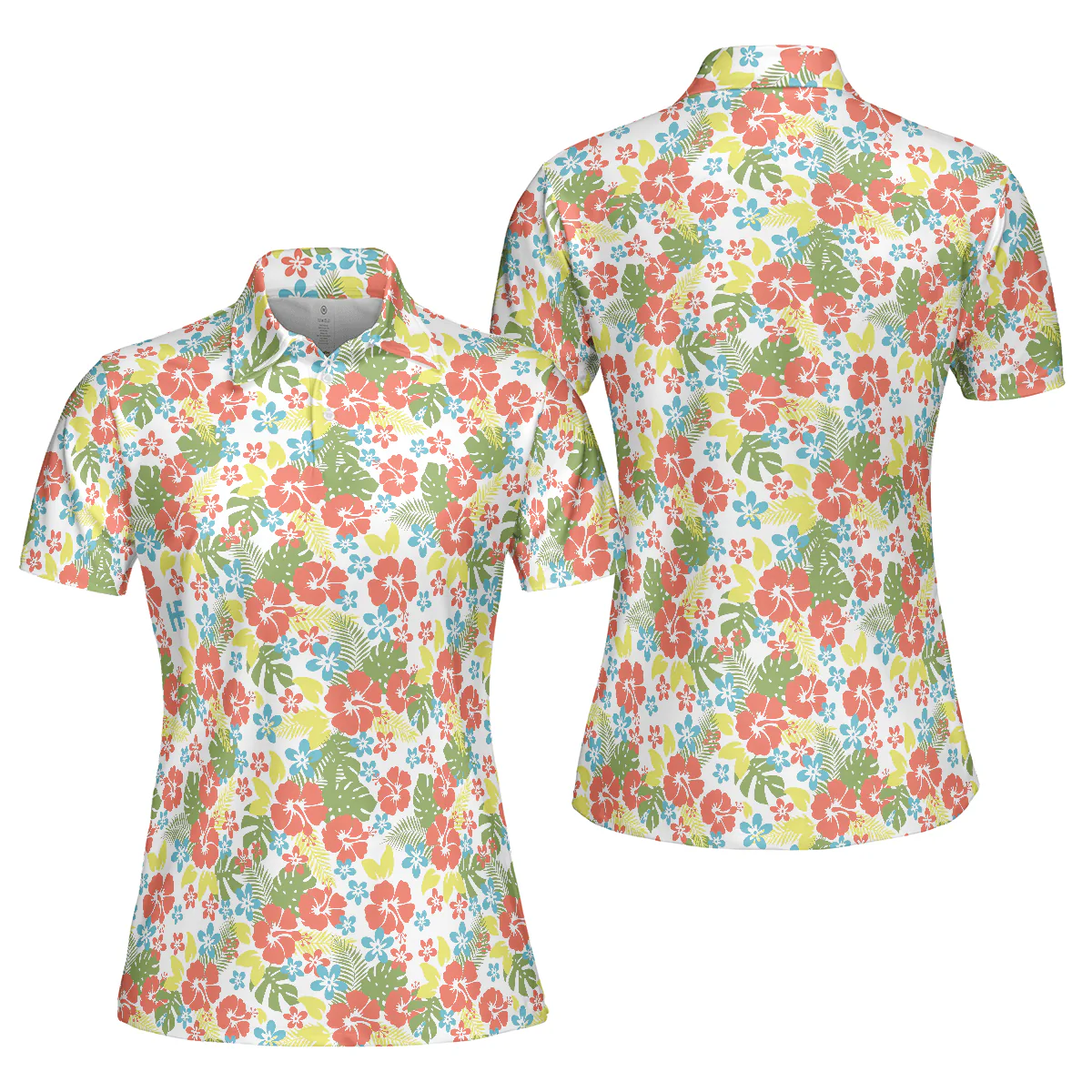 Tropical Women Polo Shirt - Tropical Flowers Pattern Women Polo Shirt - Perfect Gift For Women, Summer Lovers - Image 2