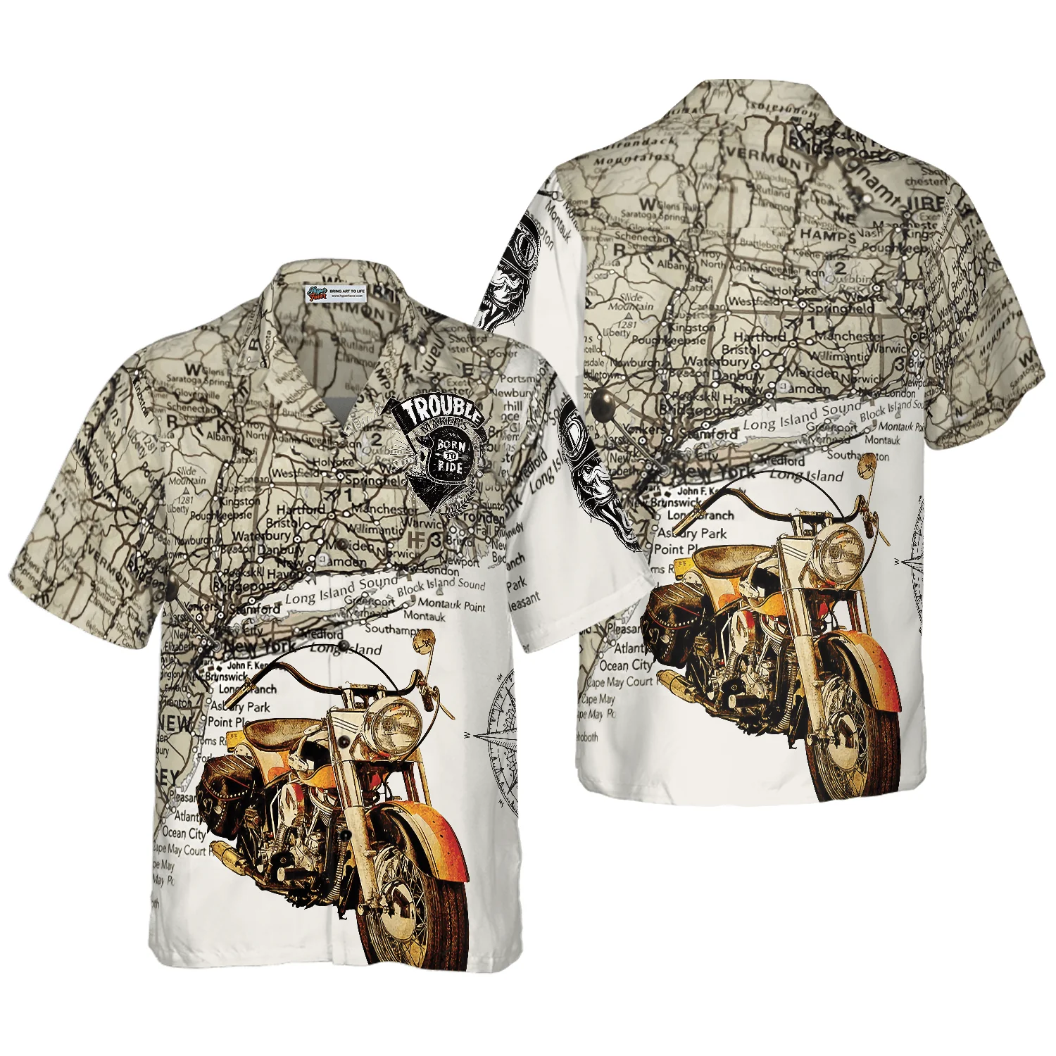 Trouble Makers Born to Ride Hawaiian Shirt, Colorful Summer Aloha Shirt For Men Women, Perfect Gift For Friend, Family, Husband, Wife - Image 2