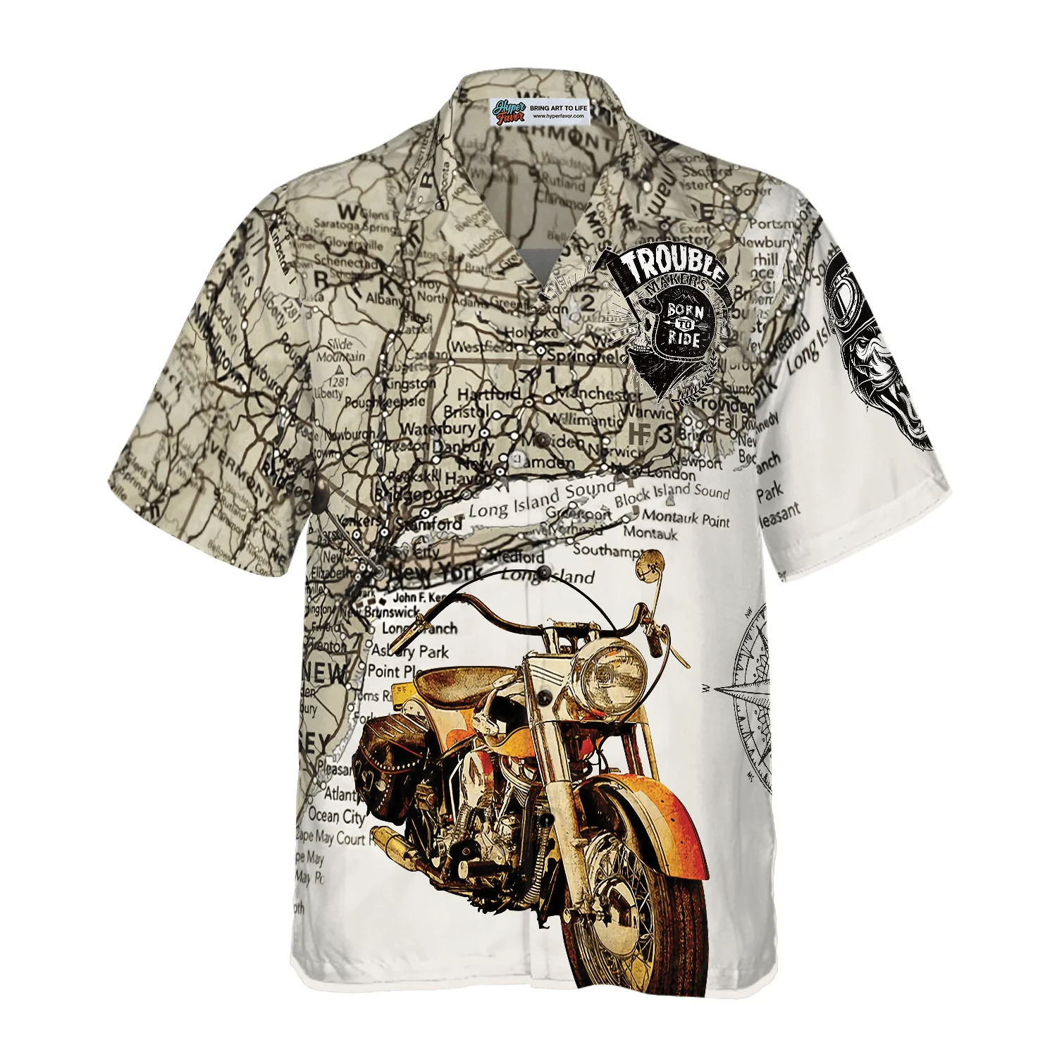 Trouble Makers Born to Ride Hawaiian Shirt, Colorful Summer Aloha Shirts For Men Women, Perfect Gift For Husband, Wife, Boyfriend, Girlfriend - Image 4