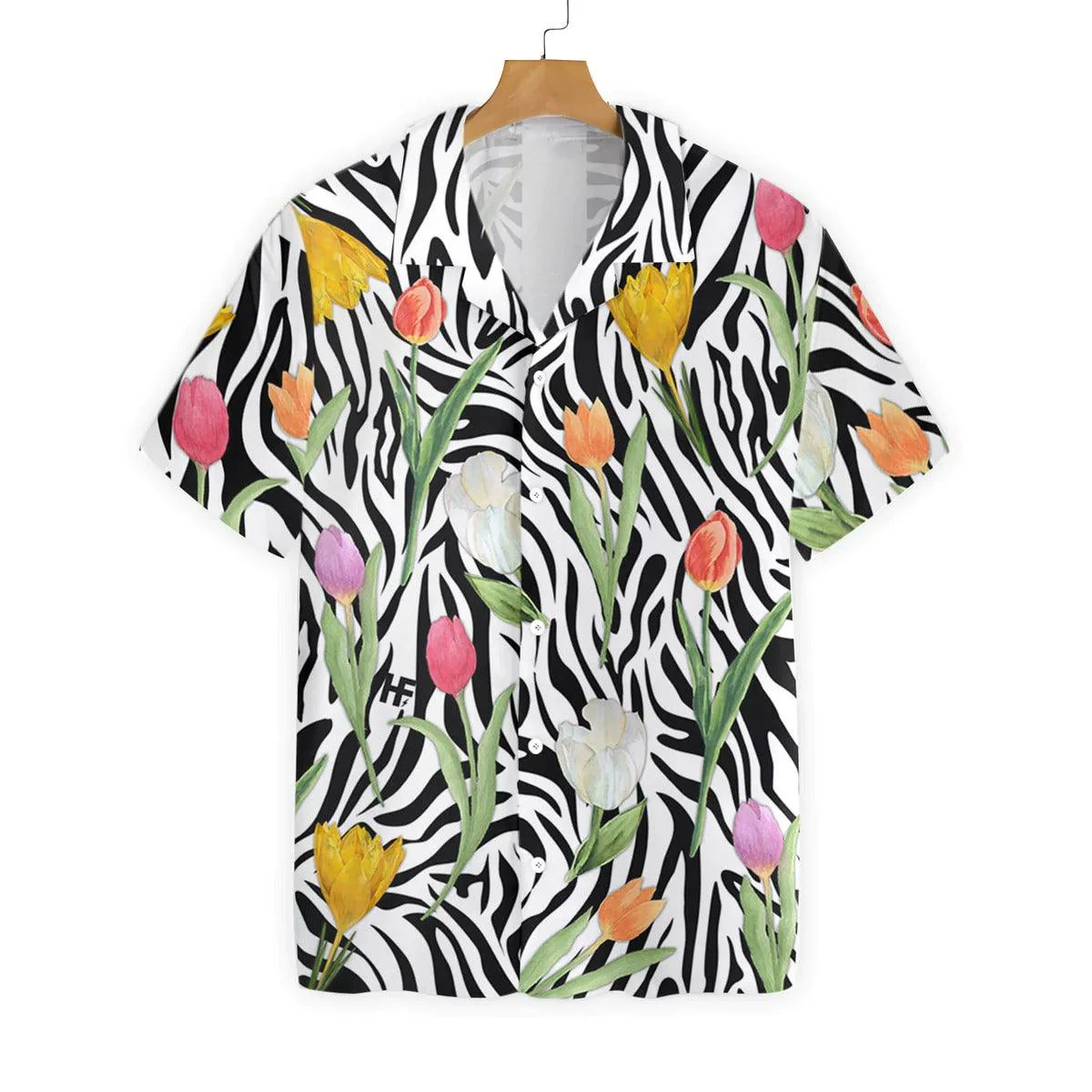 Tulip Aloha Hawaiian Shirt, Tulip Zebra Watercolor Painting Art Hawaiian Shirt, Colorful Summer Hawaiian Shirt - Gift For Men Women, Friends, Family - Image 3