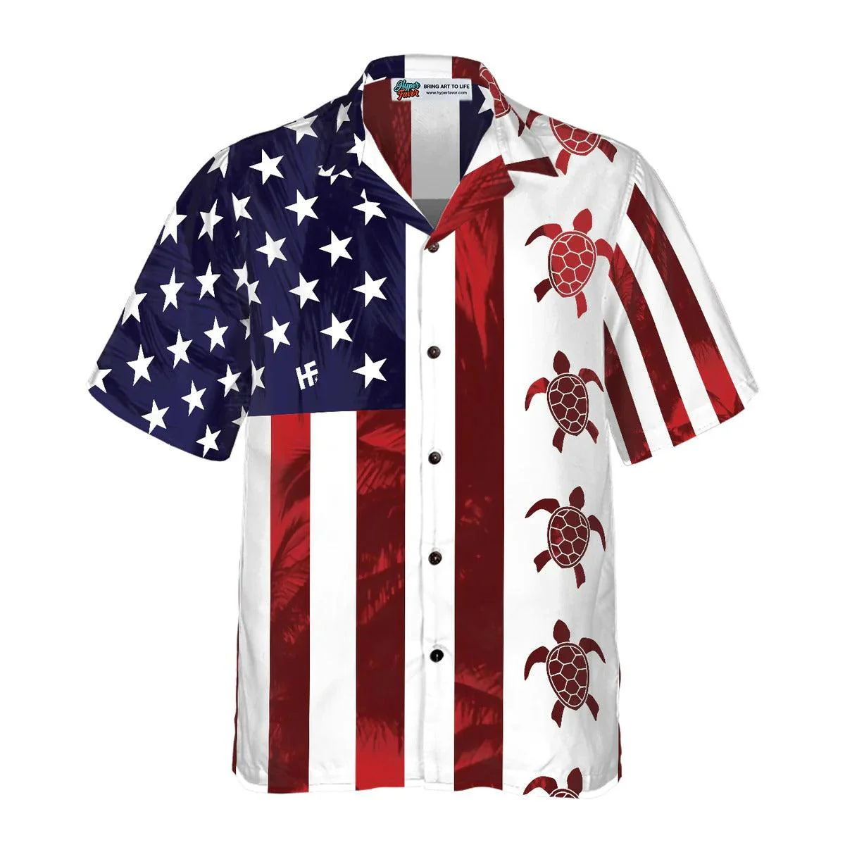 Turtle Flag American Hawaiian Shirt, Turtle Shirt For Men & Women - Perfect Gift For Turtle Lover, Friend, Family - Image 4