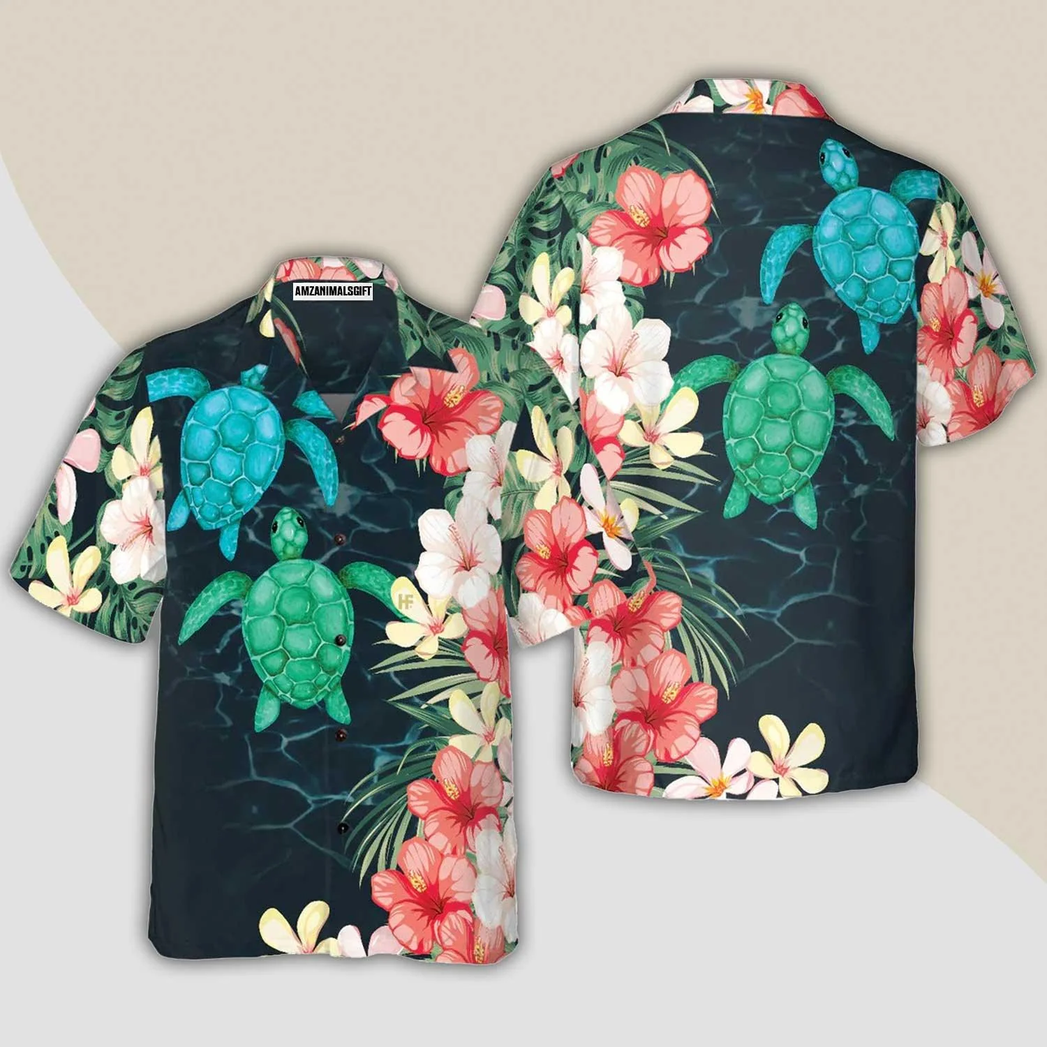 Turtle Hawaiian Shirt, Tropical Sea Turtle And Flower Hawaiian Shirt, Turtle Aloha Shirt For Men & Women - Gift For Turtle Lover, Friend, Family
