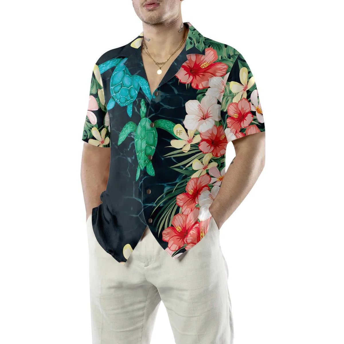 Turtle Hawaiian Shirt, Tropical Sea Turtle And Flower Hawaiian Shirt, Turtle Aloha Shirt For Men & Women - Gift For Turtle Lover, Friend, Family - Image 5