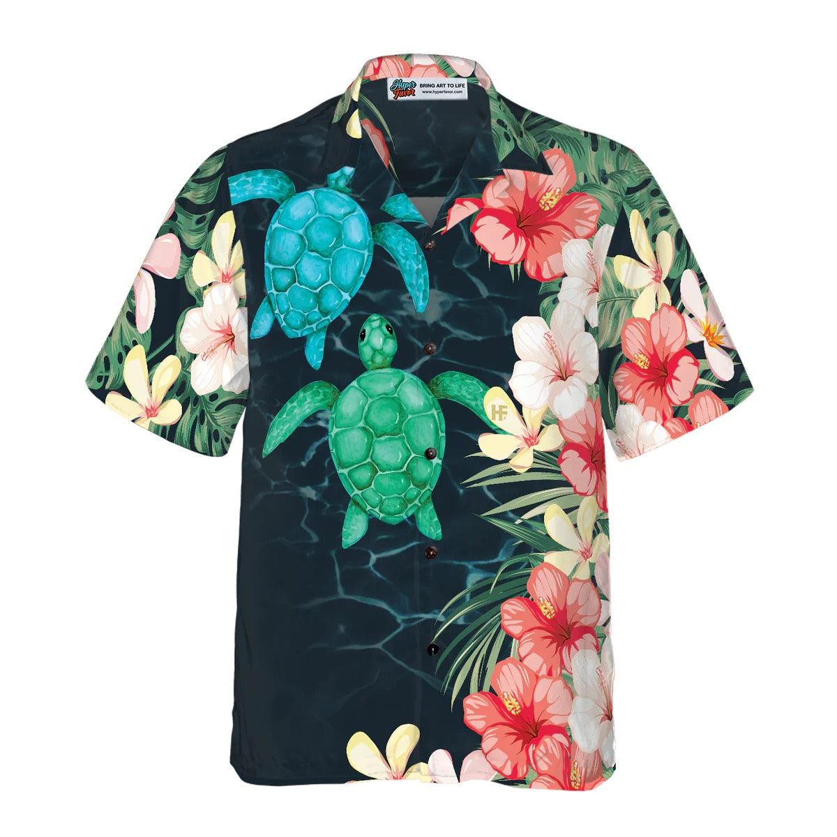 Turtle Hawaiian Shirt, Tropical Sea Turtle And Flower Hawaiian Shirt, Turtle Aloha Shirt For Men & Women - Gift For Turtle Lover, Friend, Family - Image 7