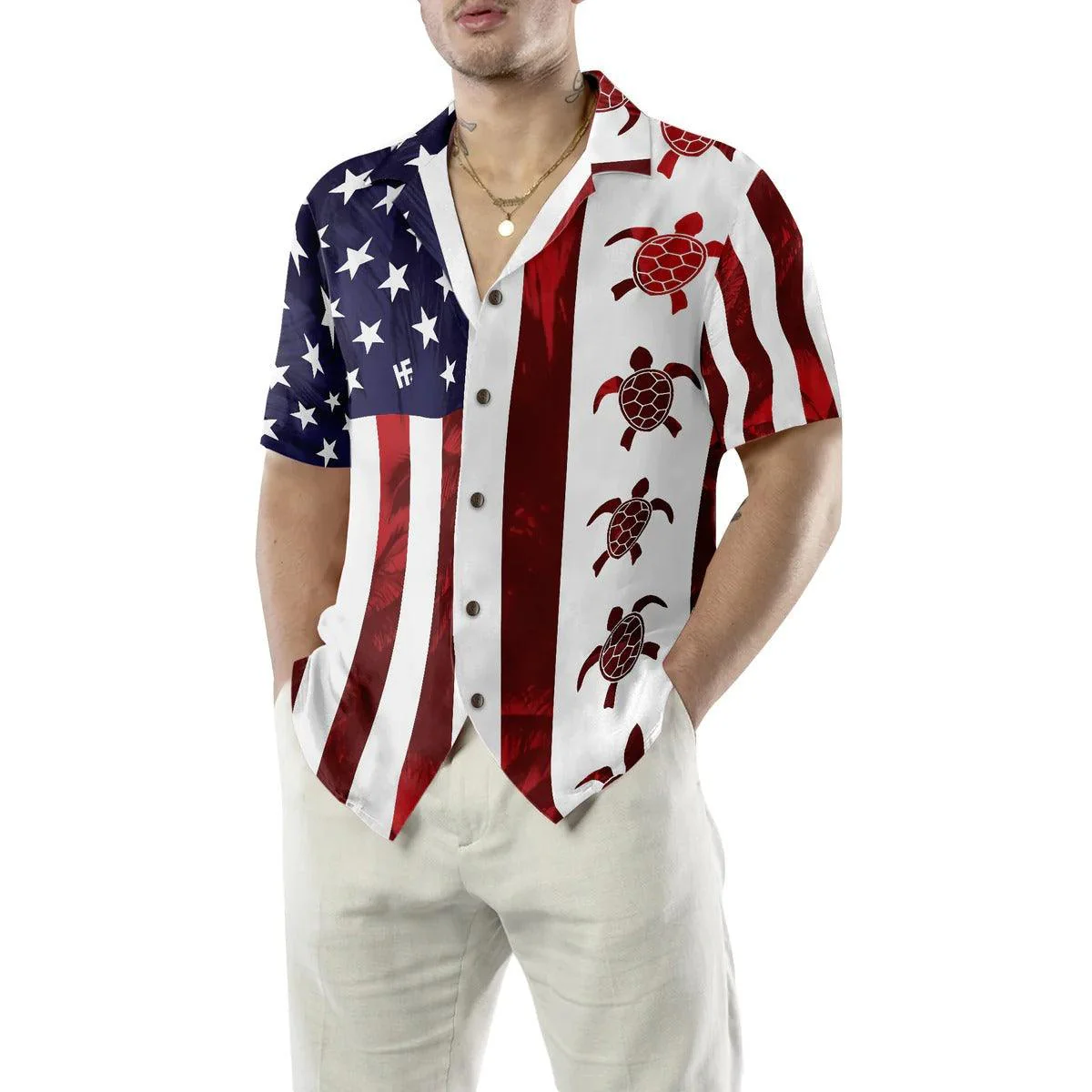 Turtle Hawaiian Shirt, Turtle Flag American Hawaiian Shirt - Perfect Gift For Turtle Lover, Friend, Family - Image 6